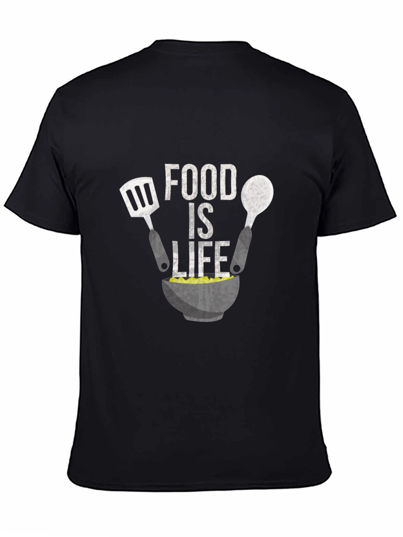 Food Is Life Graphic Tee - Black Crewneck T-Shirt
