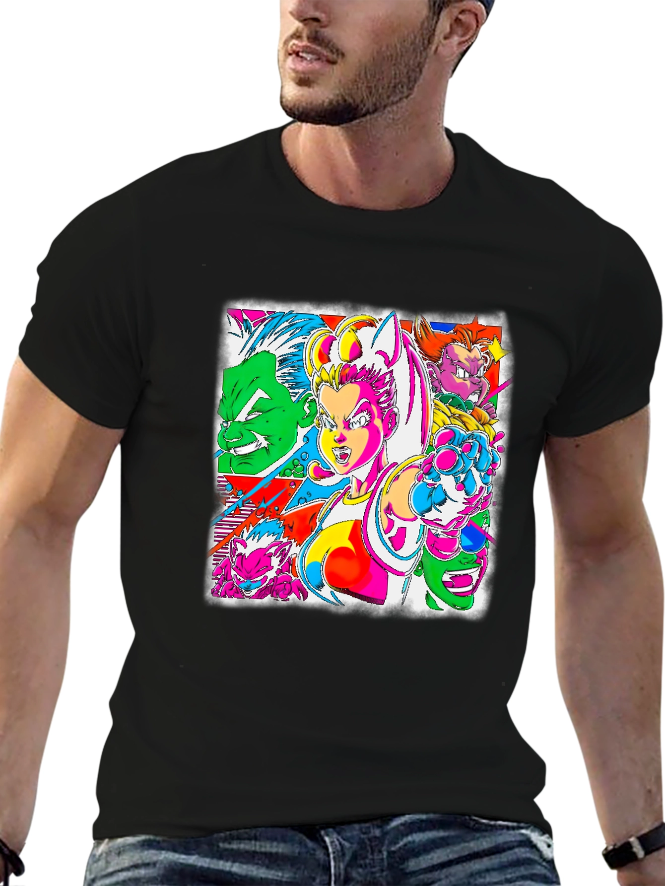 Retro Anime Graphic Tee - Bold & Vibrant Style