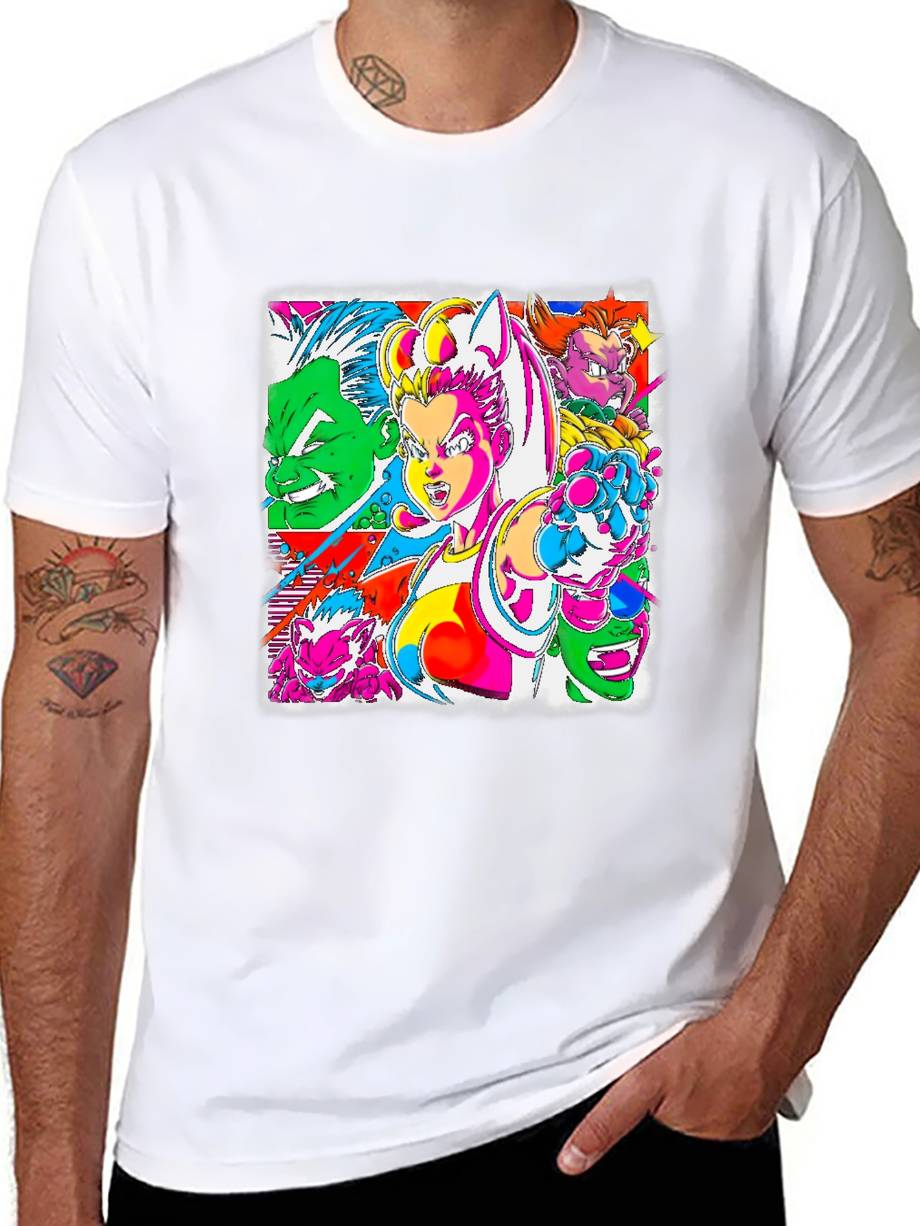 Retro Anime Graphic Tee - Bold & Vibrant Style