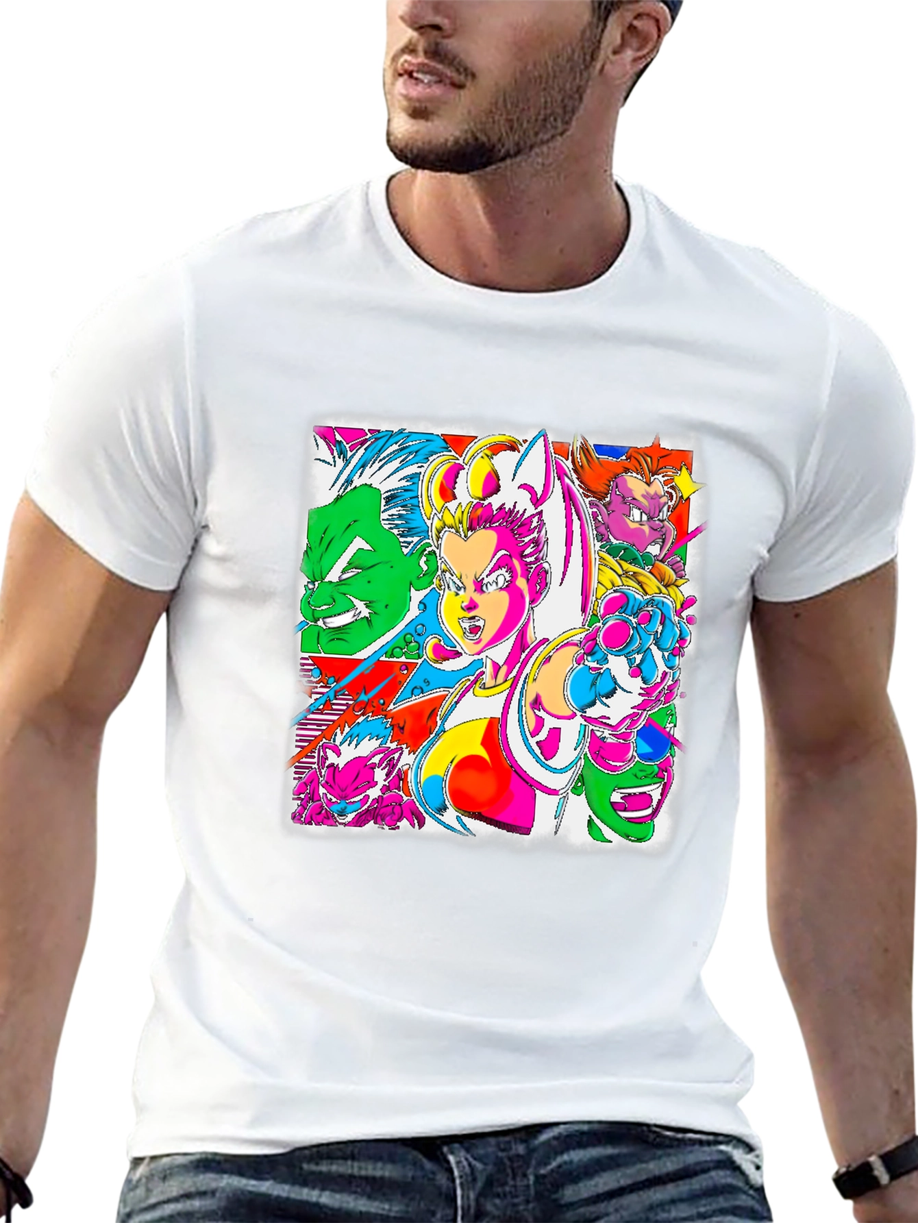 Retro Anime Graphic Tee - Bold & Vibrant Style