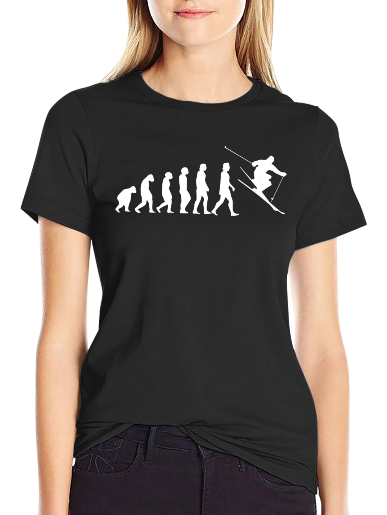 Evolution of Skiing Graphic Tee - Black