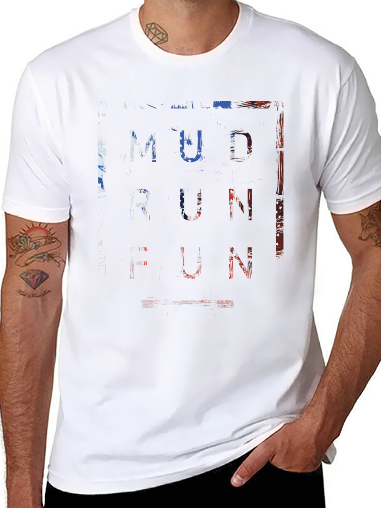 Mud Run Fun T-Shirt - Patriotic Design