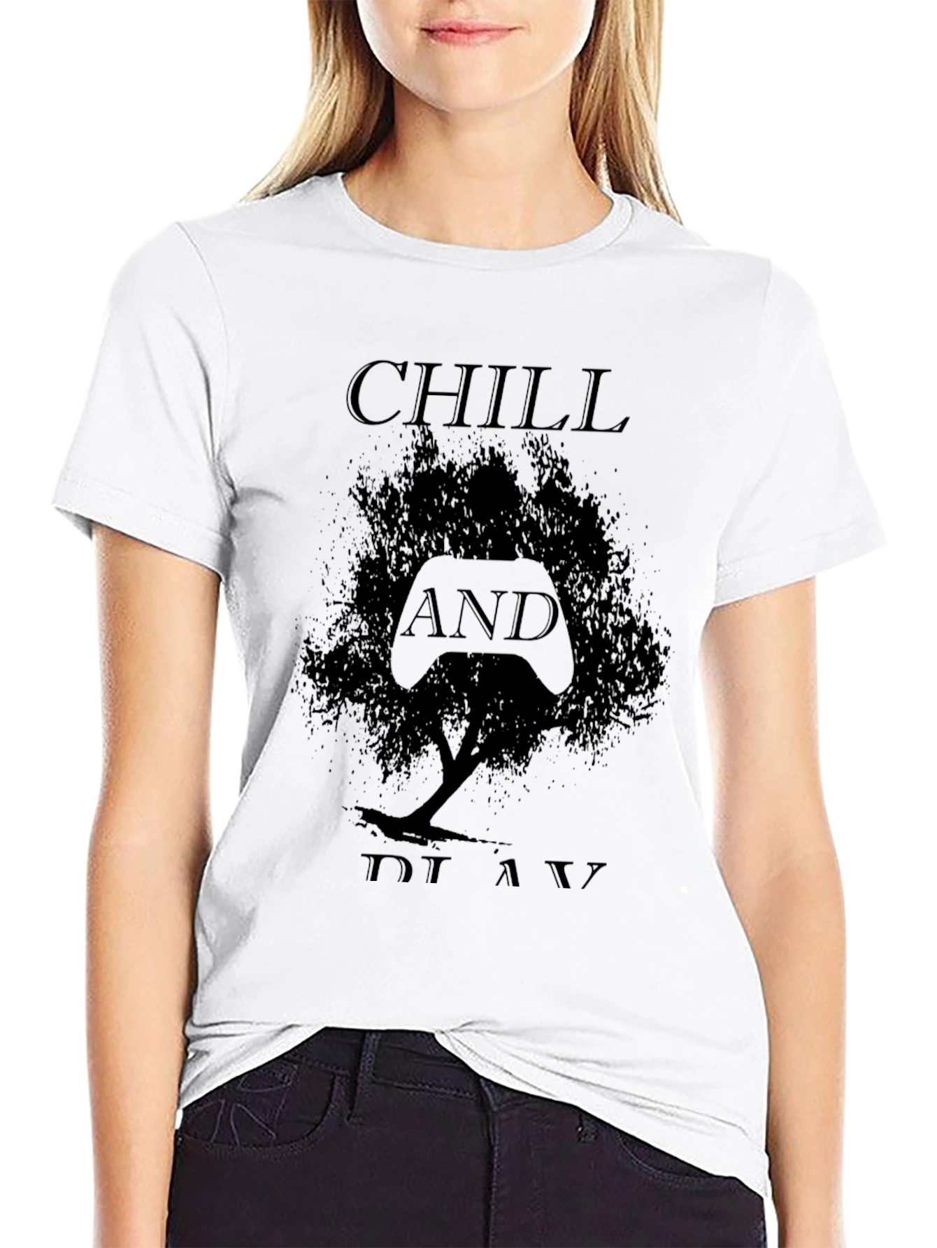 Chill and Play Black Graphic Tee