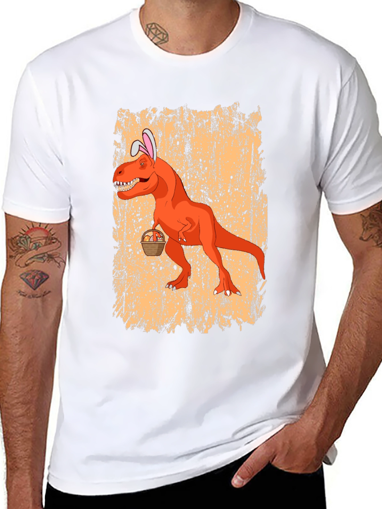 Easter T-Rex Bunny Ears Graphic Tee - Black
