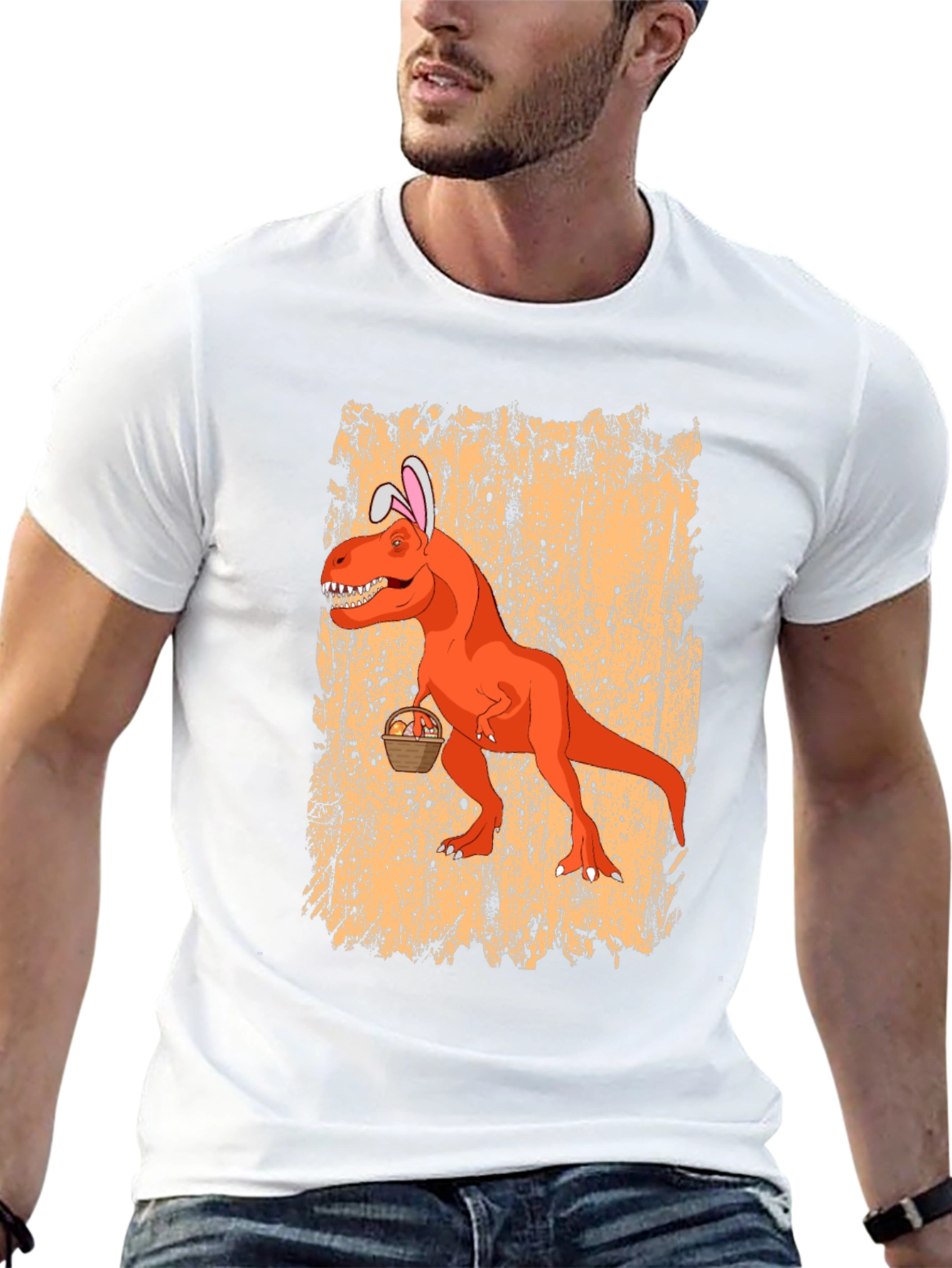 Easter T-Rex Bunny Ears Graphic Tee - Black