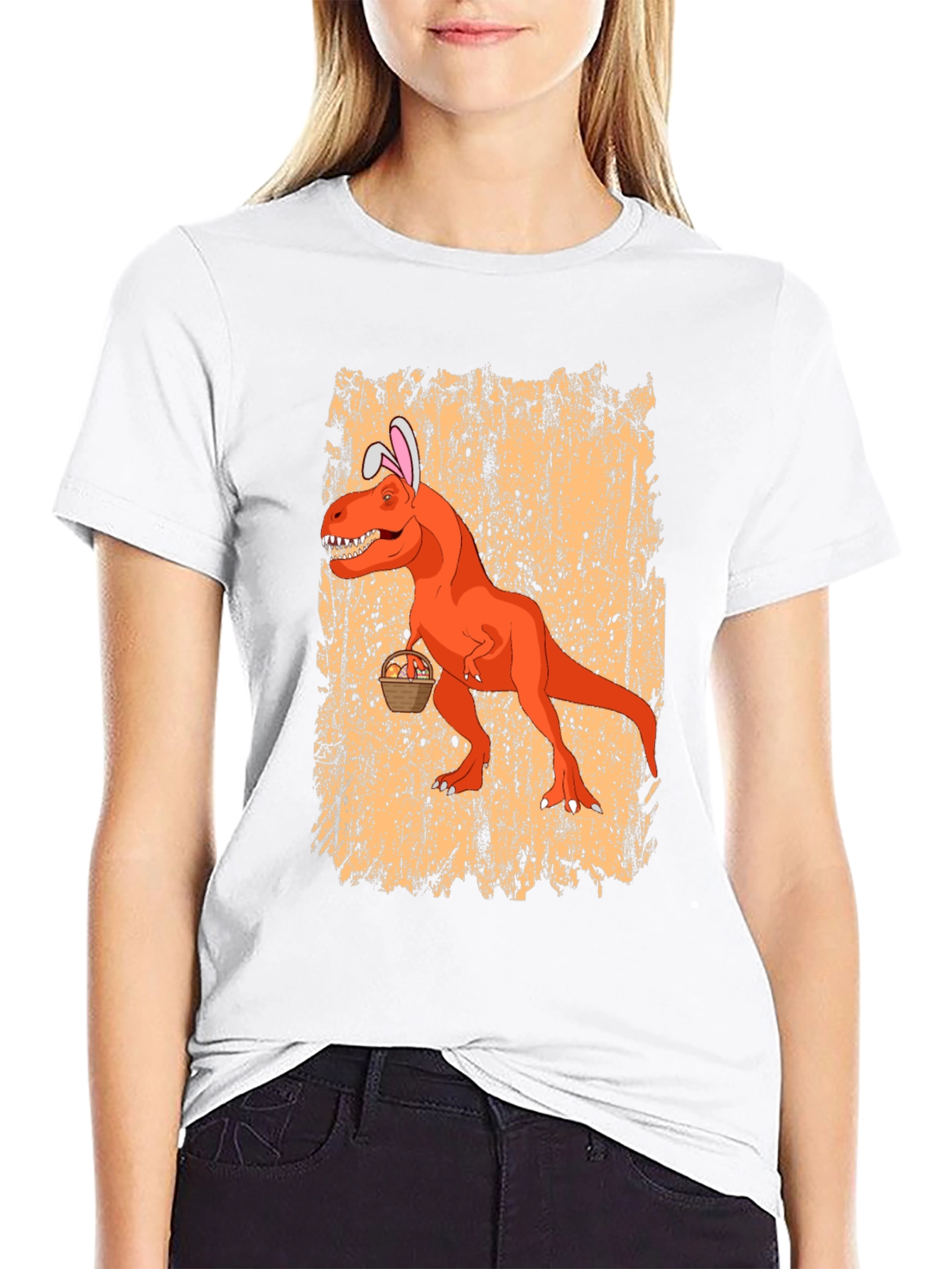 Easter T-Rex Bunny Ears Graphic Tee - Black