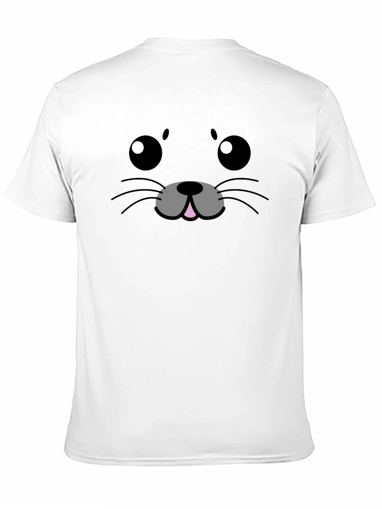 Cute Cartoon Seal Face Black T-Shirt