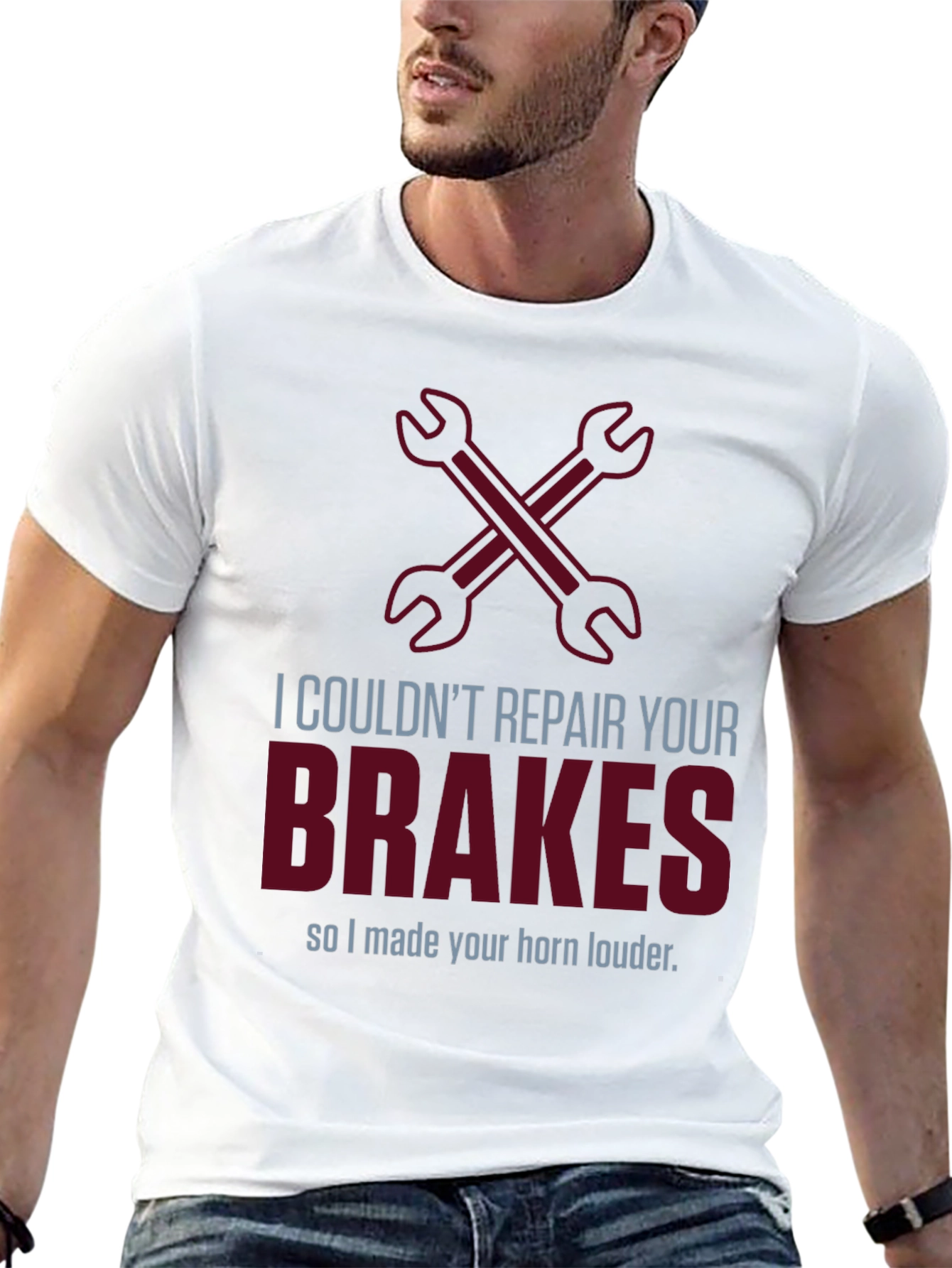 Funny Mechanic T-Shirt: Brakes? Horn Louder!