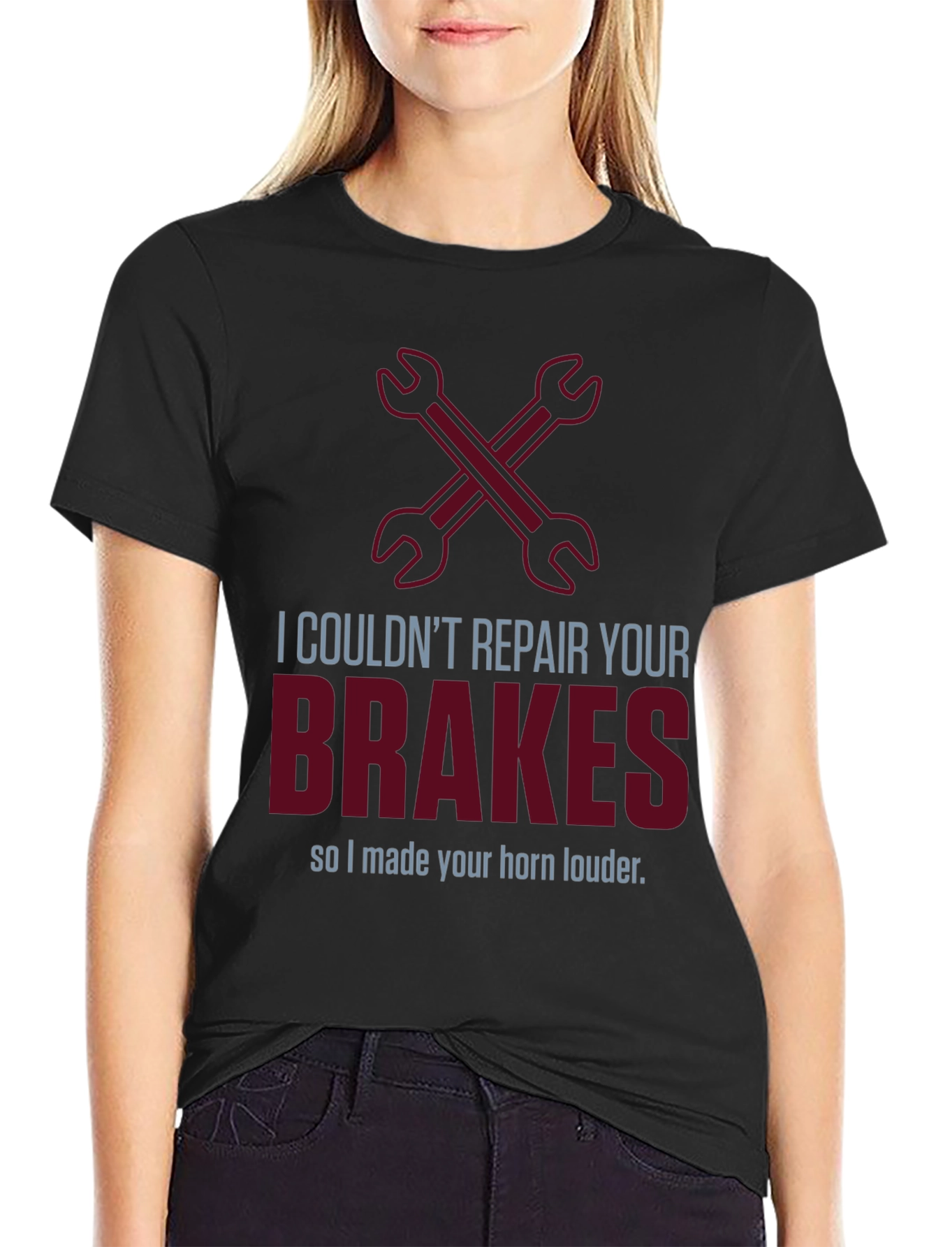 Funny Mechanic T-Shirt: Brakes? Horn Louder!