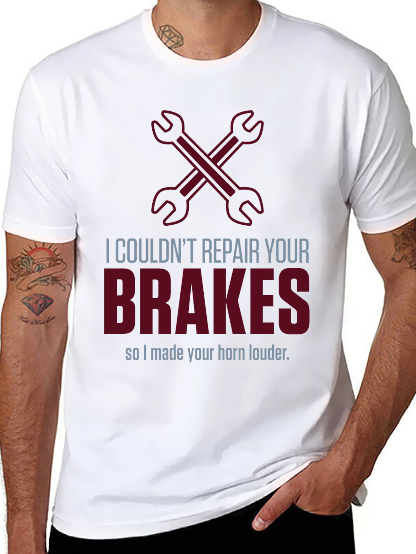 Funny Mechanic T-Shirt: Brakes? Horn Louder!