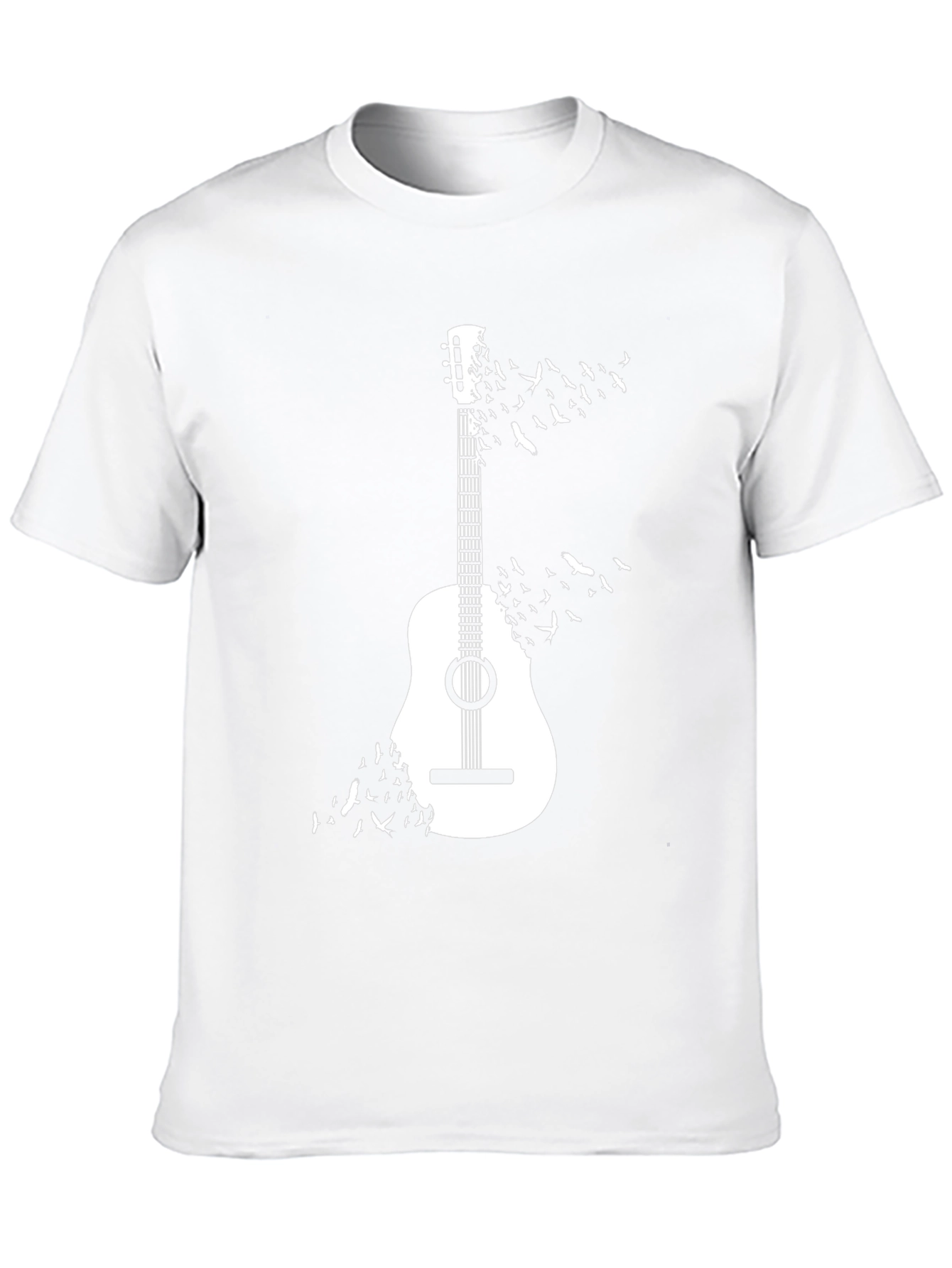 Guitar & Birds Graphic T-Shirt - Casual Cotton Tee