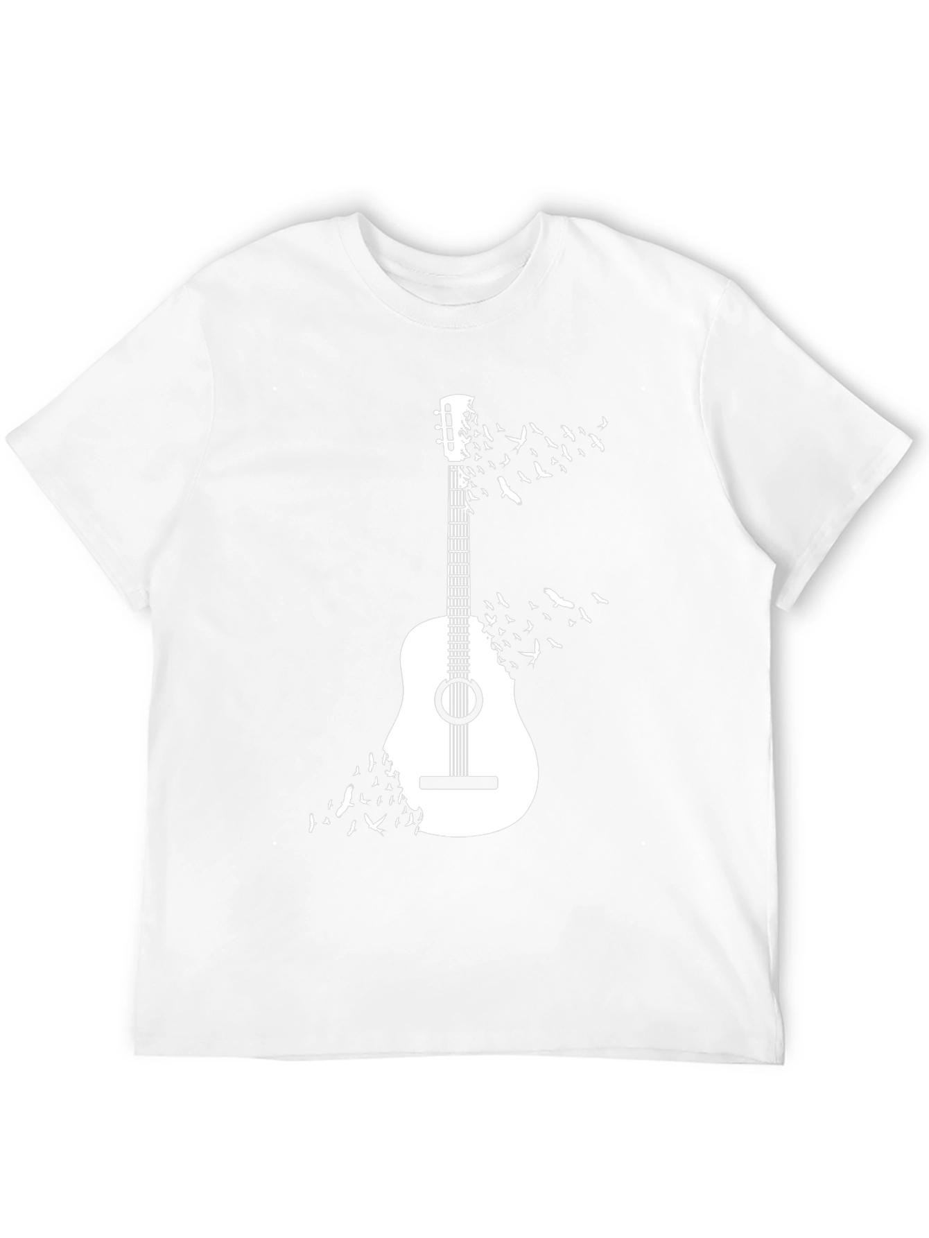 Guitar & Birds Graphic T-Shirt - Casual Cotton Tee