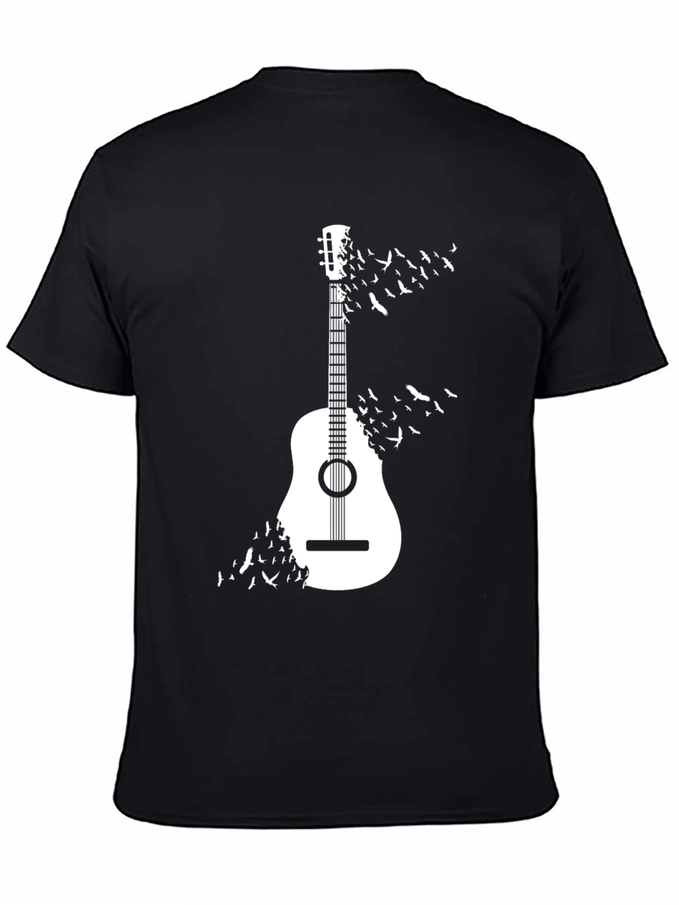 Guitar & Birds Graphic T-Shirt - Casual Cotton Tee