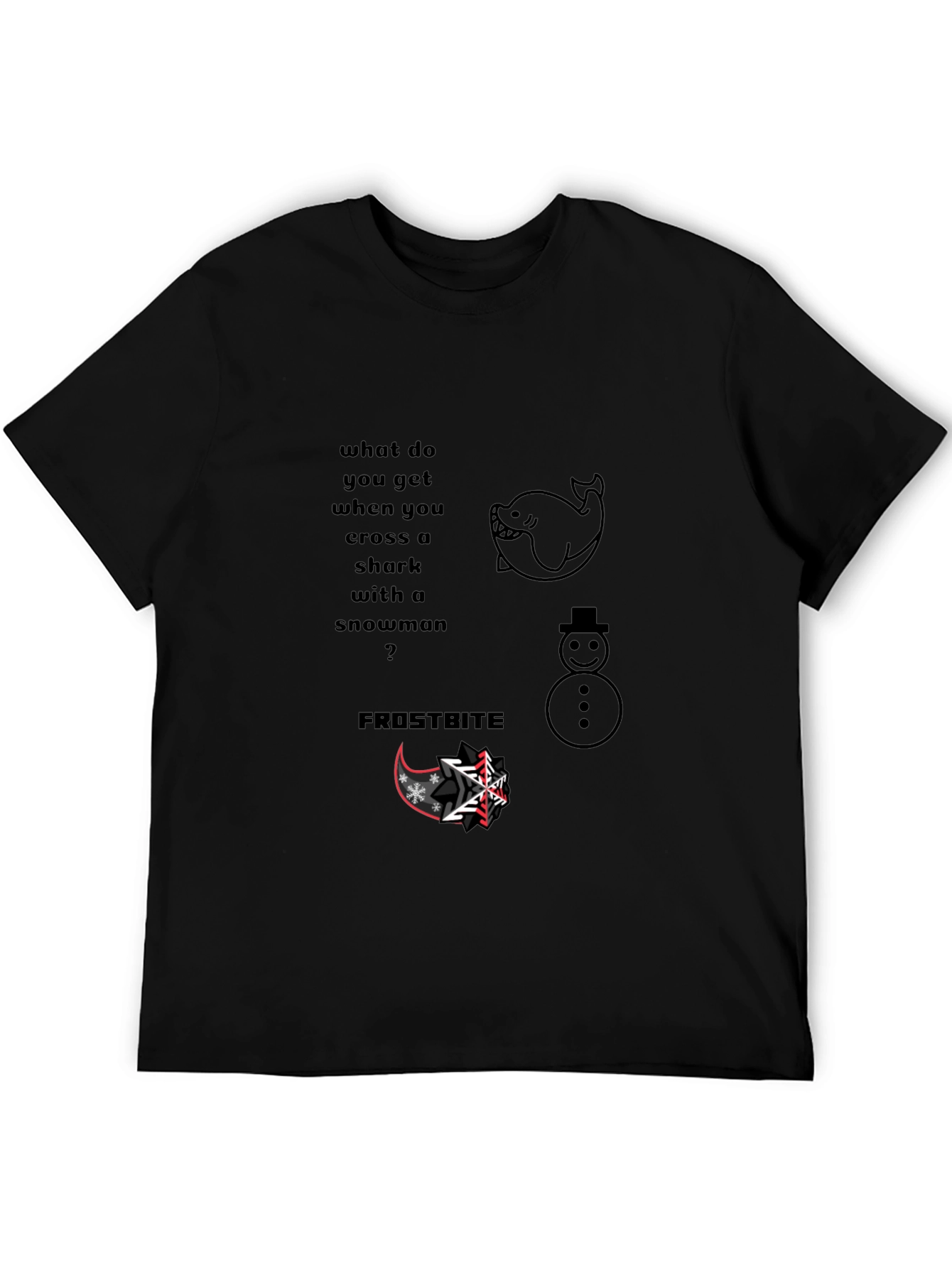 Shark Snowman Frostbite Pun T-Shirt
