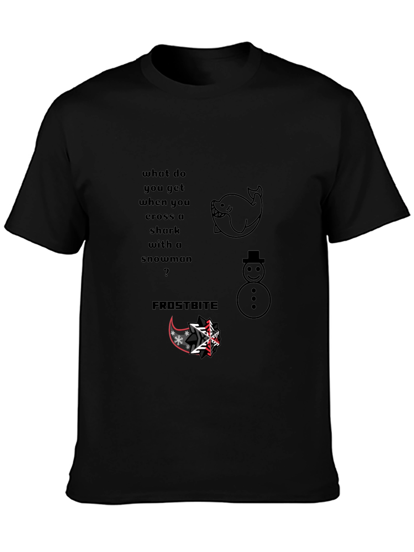Shark Snowman Frostbite Pun T-Shirt