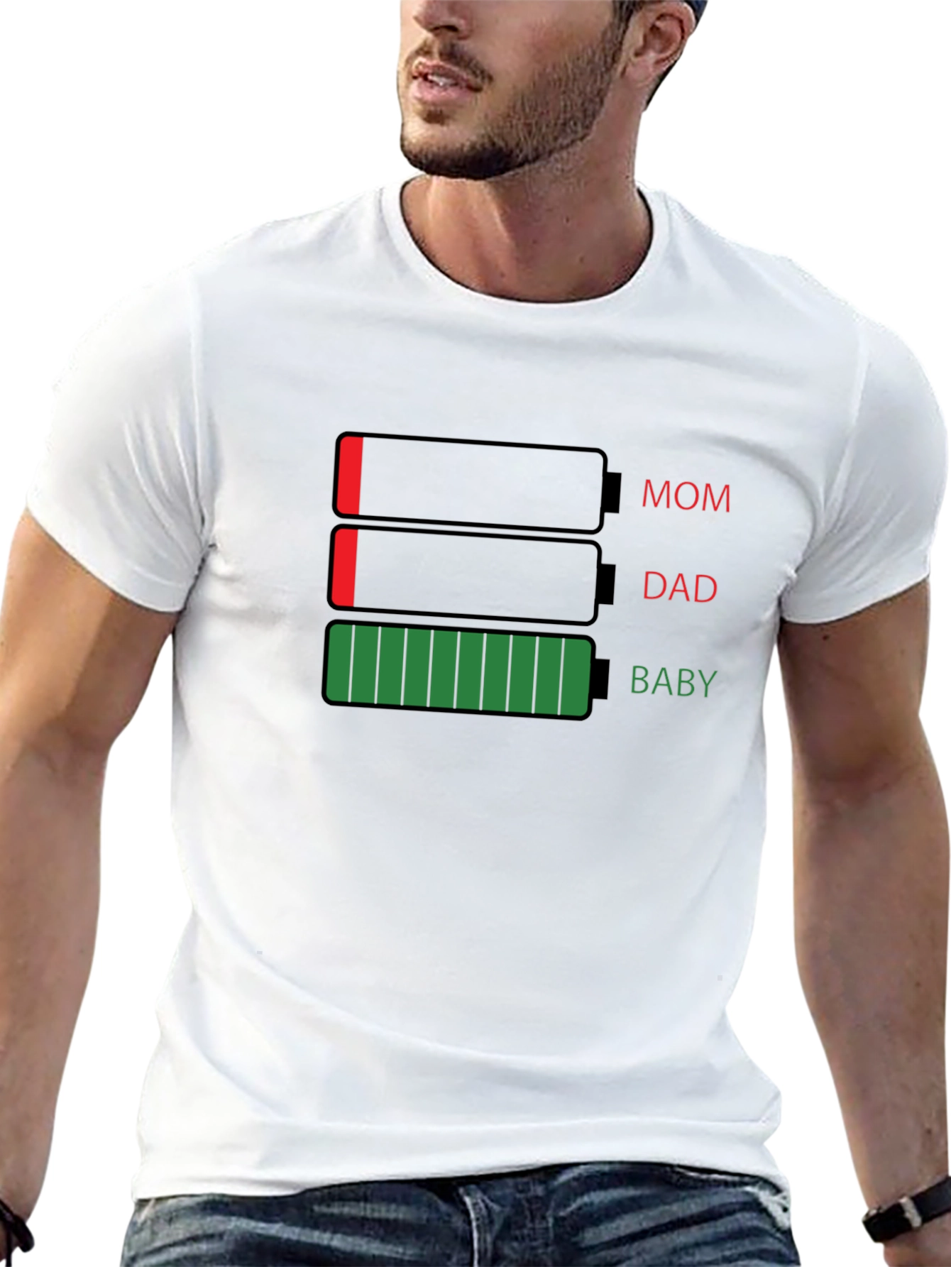 Funny Mom Dad Baby Battery T-Shirt
