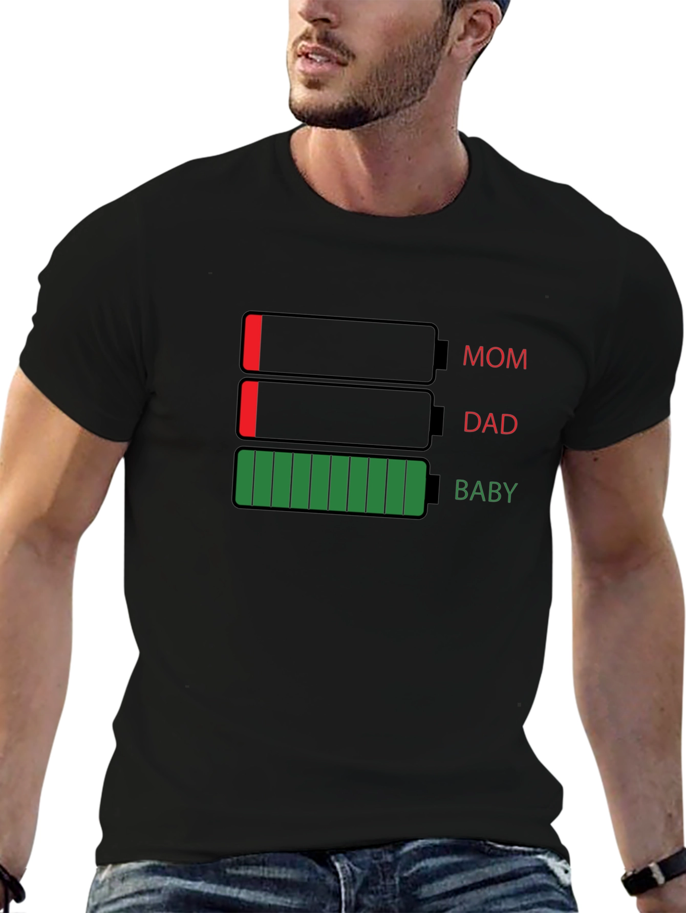 Funny Mom Dad Baby Battery T-Shirt
