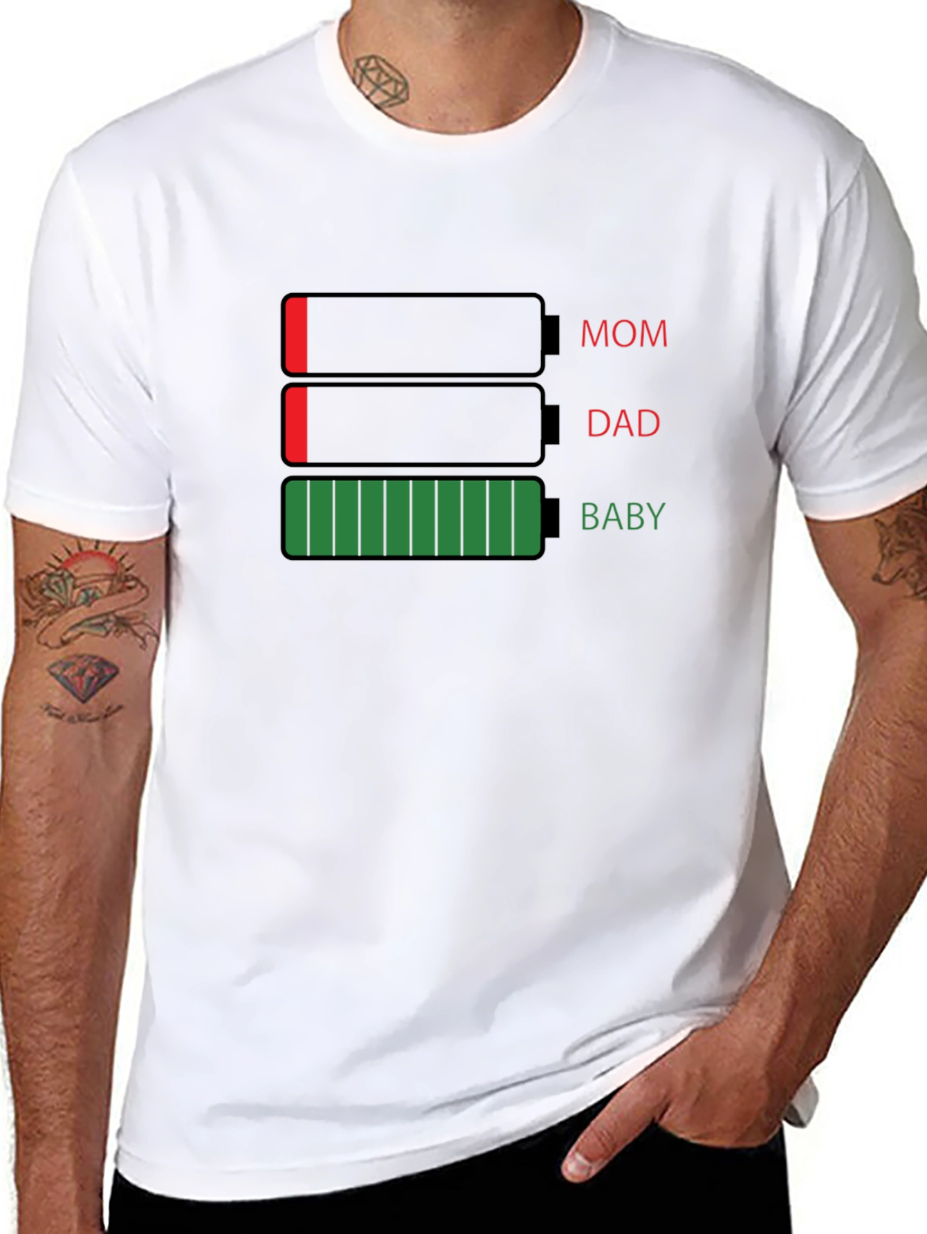 Funny Mom Dad Baby Battery T-Shirt