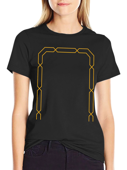 Modern Geometric Graphic Tee - Black