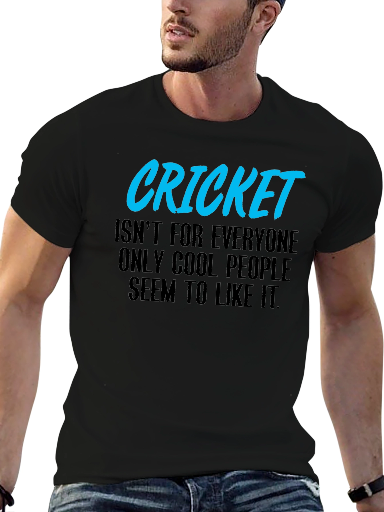 Cool Cricket Fan Black Graphic T-Shirt