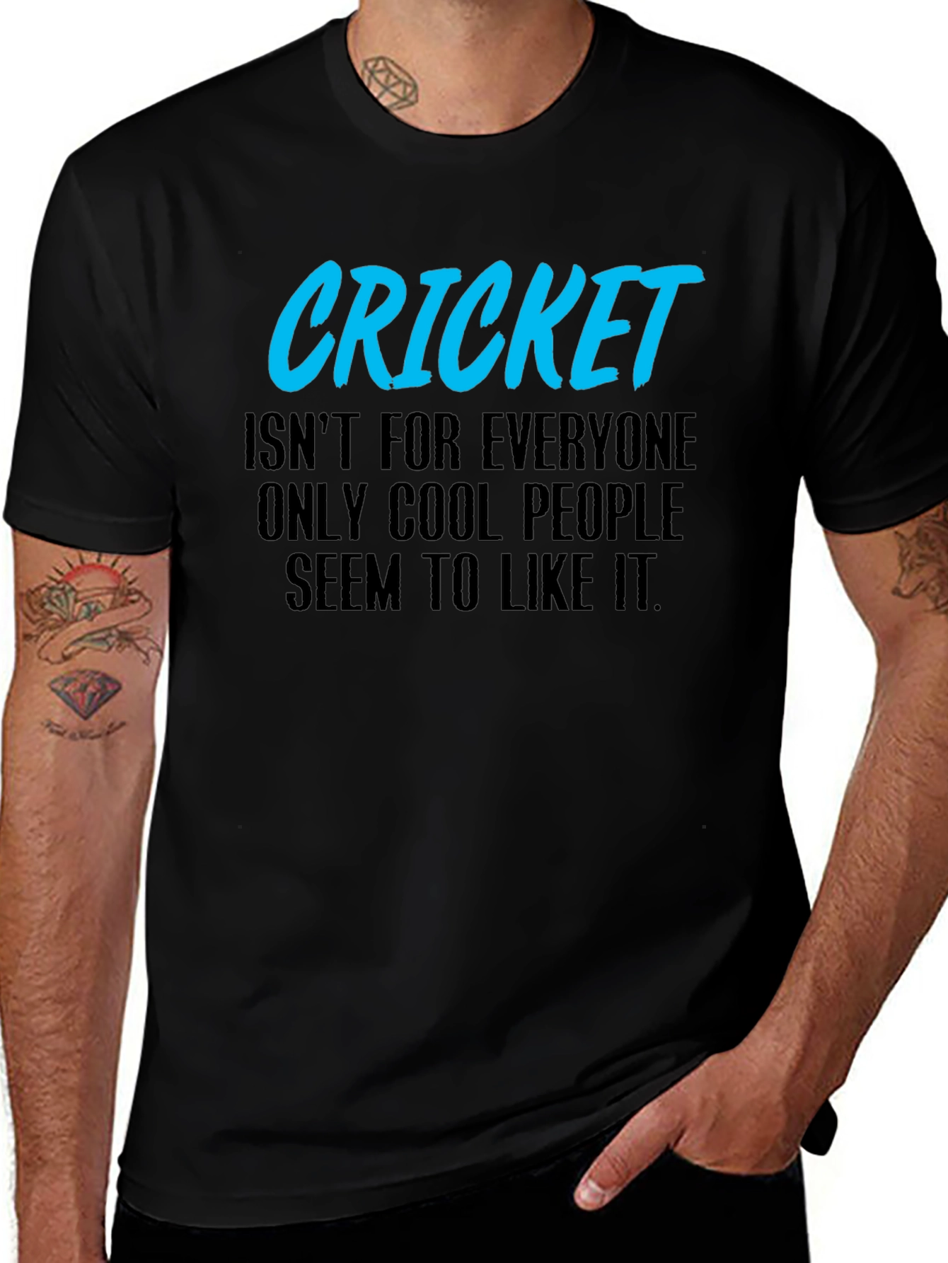 Cool Cricket Fan Black Graphic T-Shirt