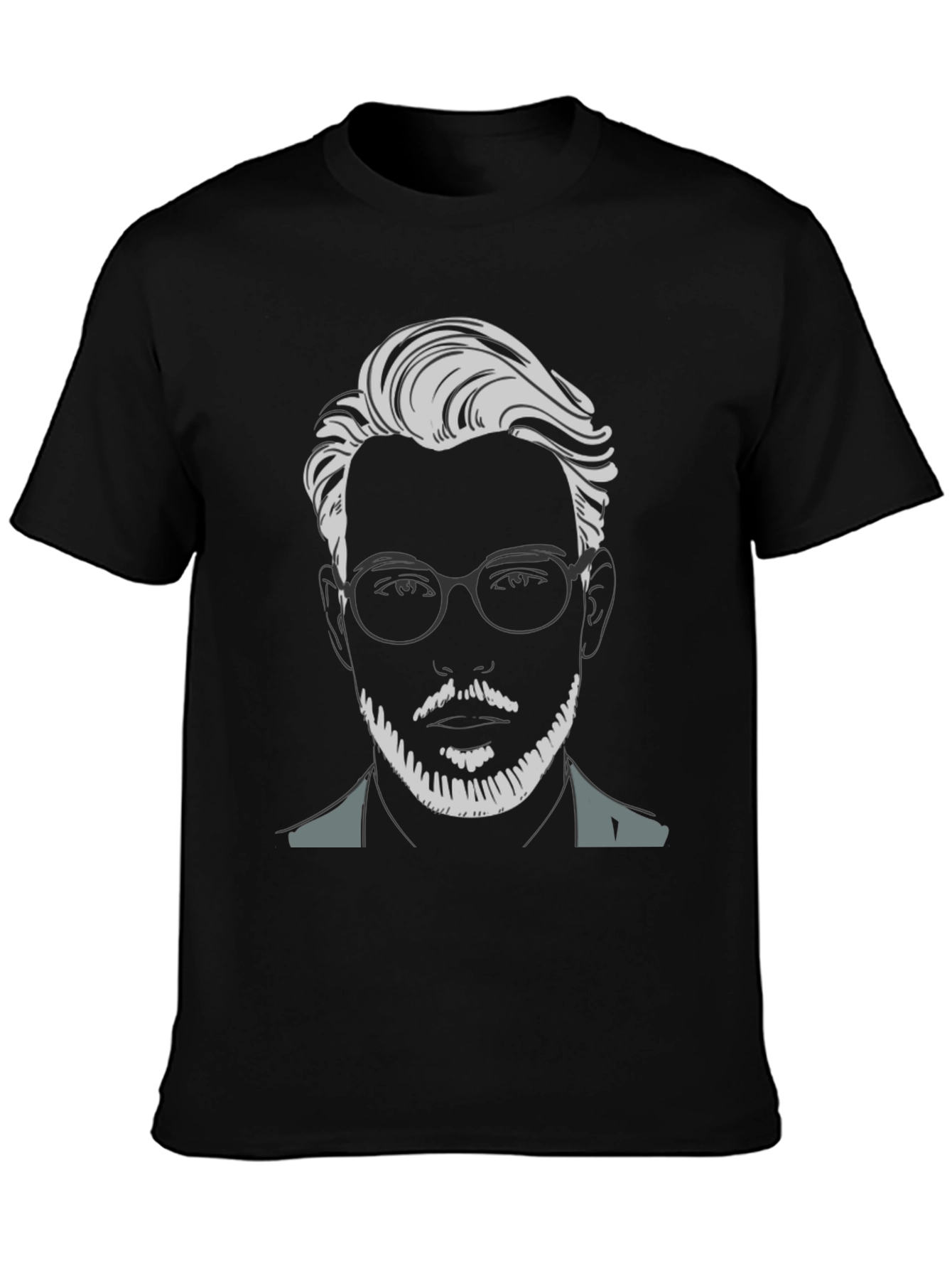 Trendy Graphic Tee - Bearded Man with Glasses