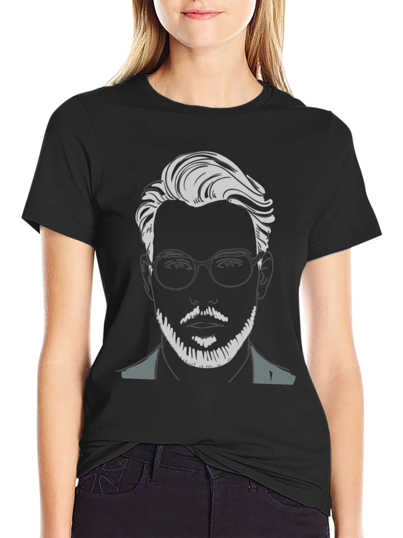 Trendy Graphic Tee - Bearded Man with Glasses