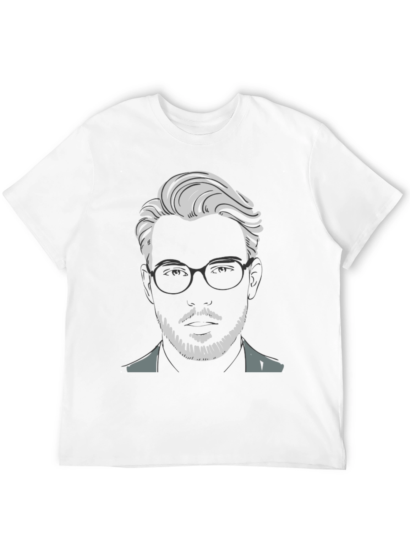 Trendy Graphic Tee - Bearded Man with Glasses