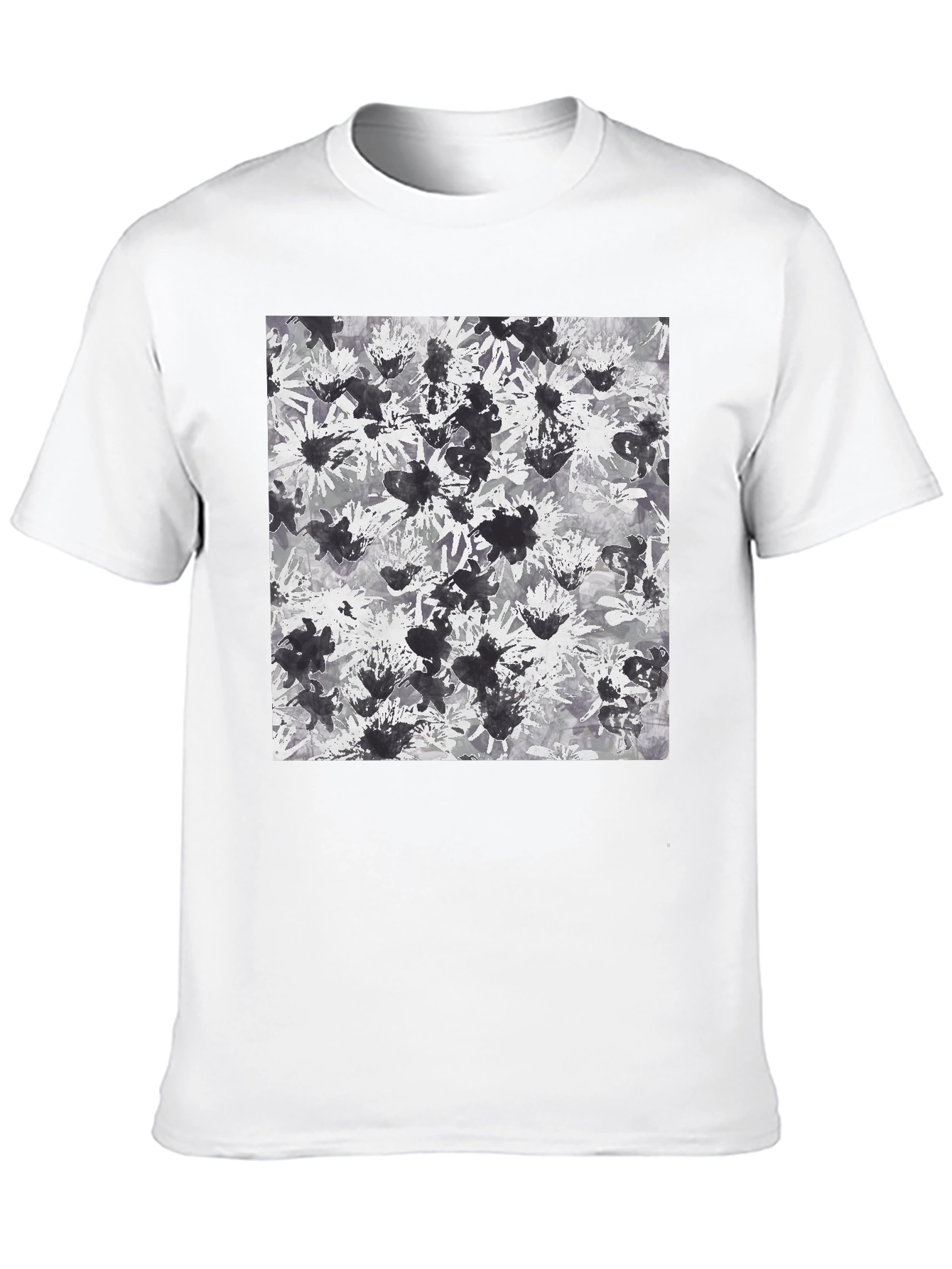 Abstract Floral Print Black T-Shirt