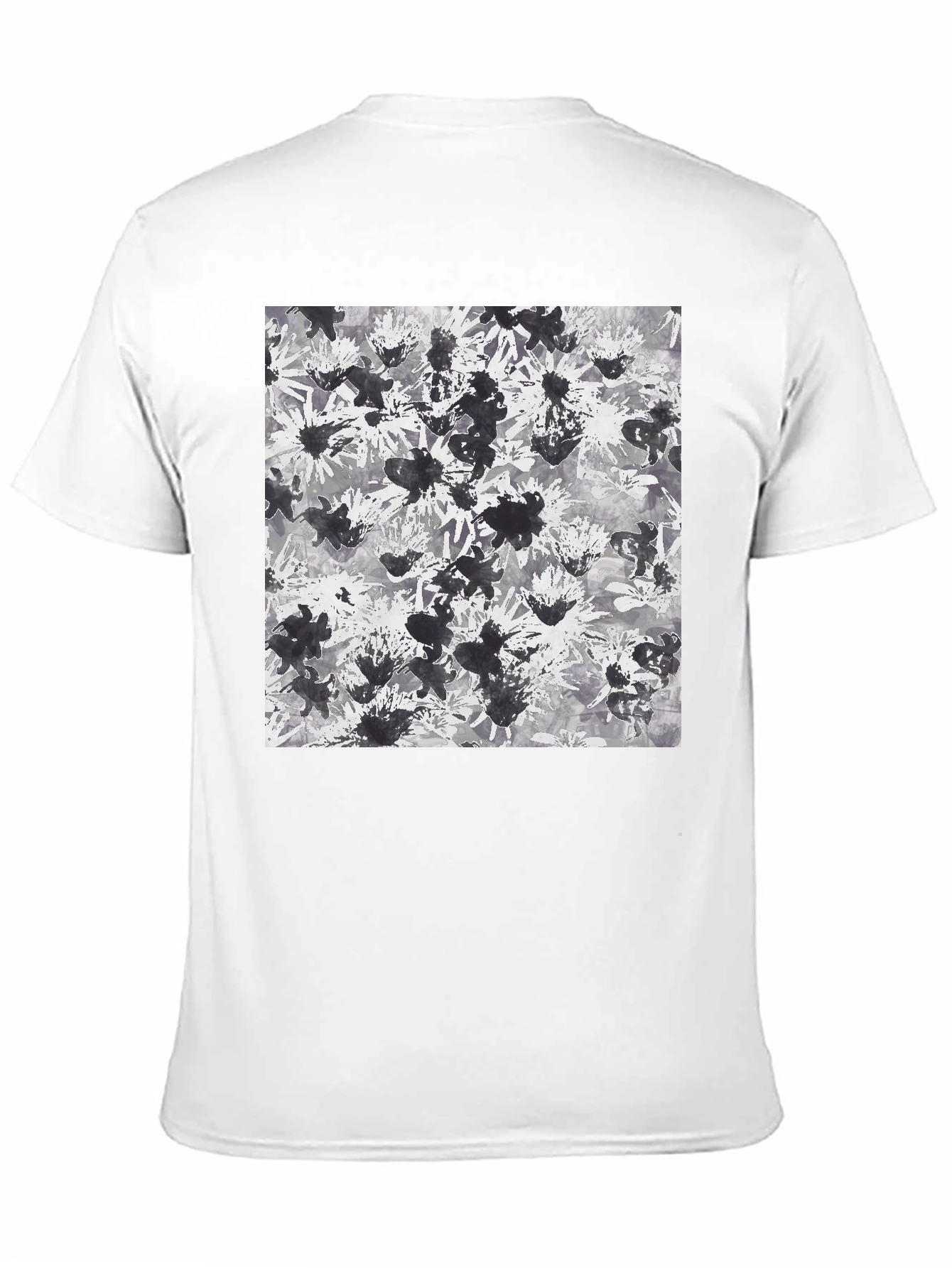 Abstract Floral Print Black T-Shirt