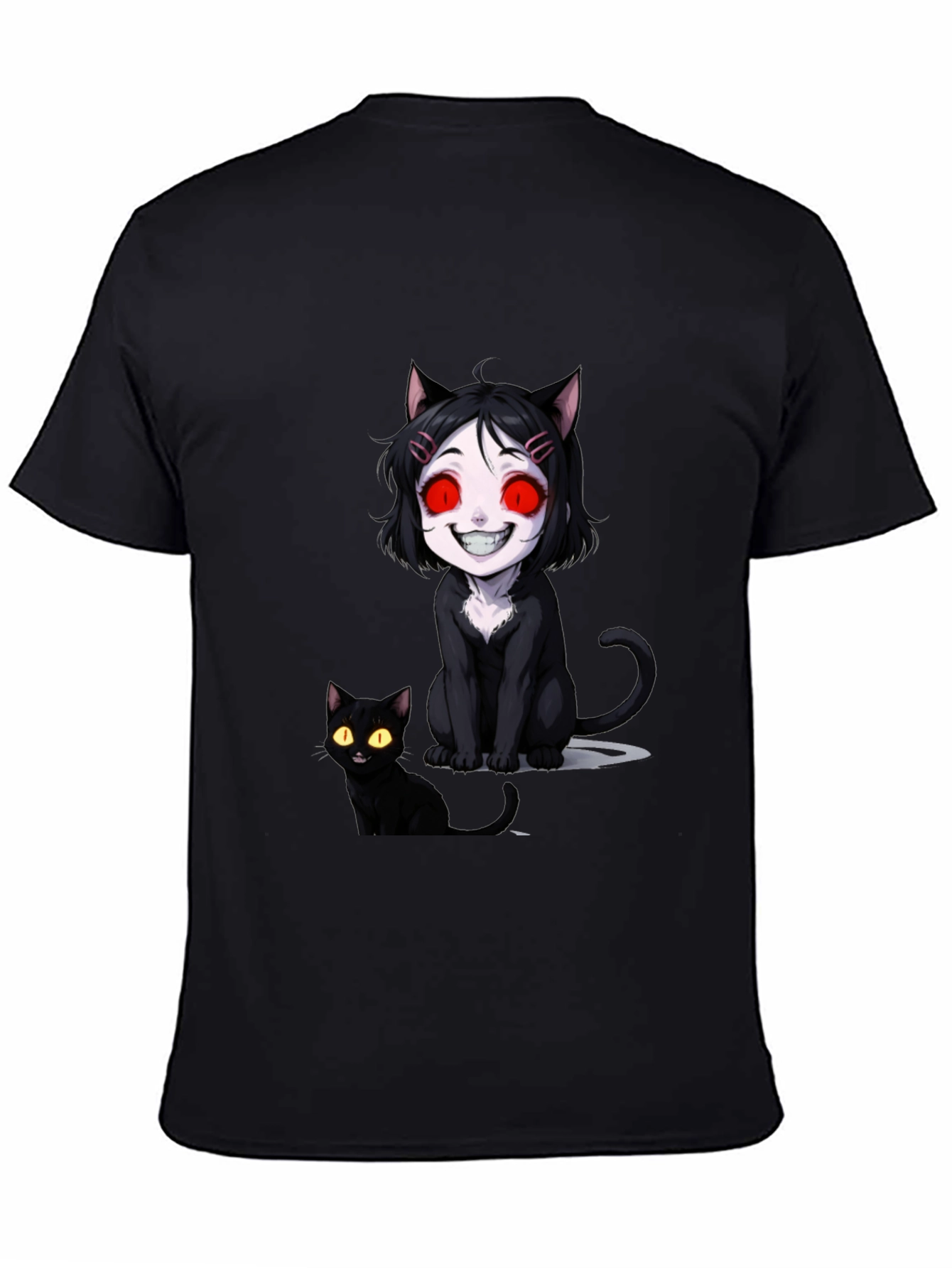 Creepy Cute Cat T-Shirt - Black