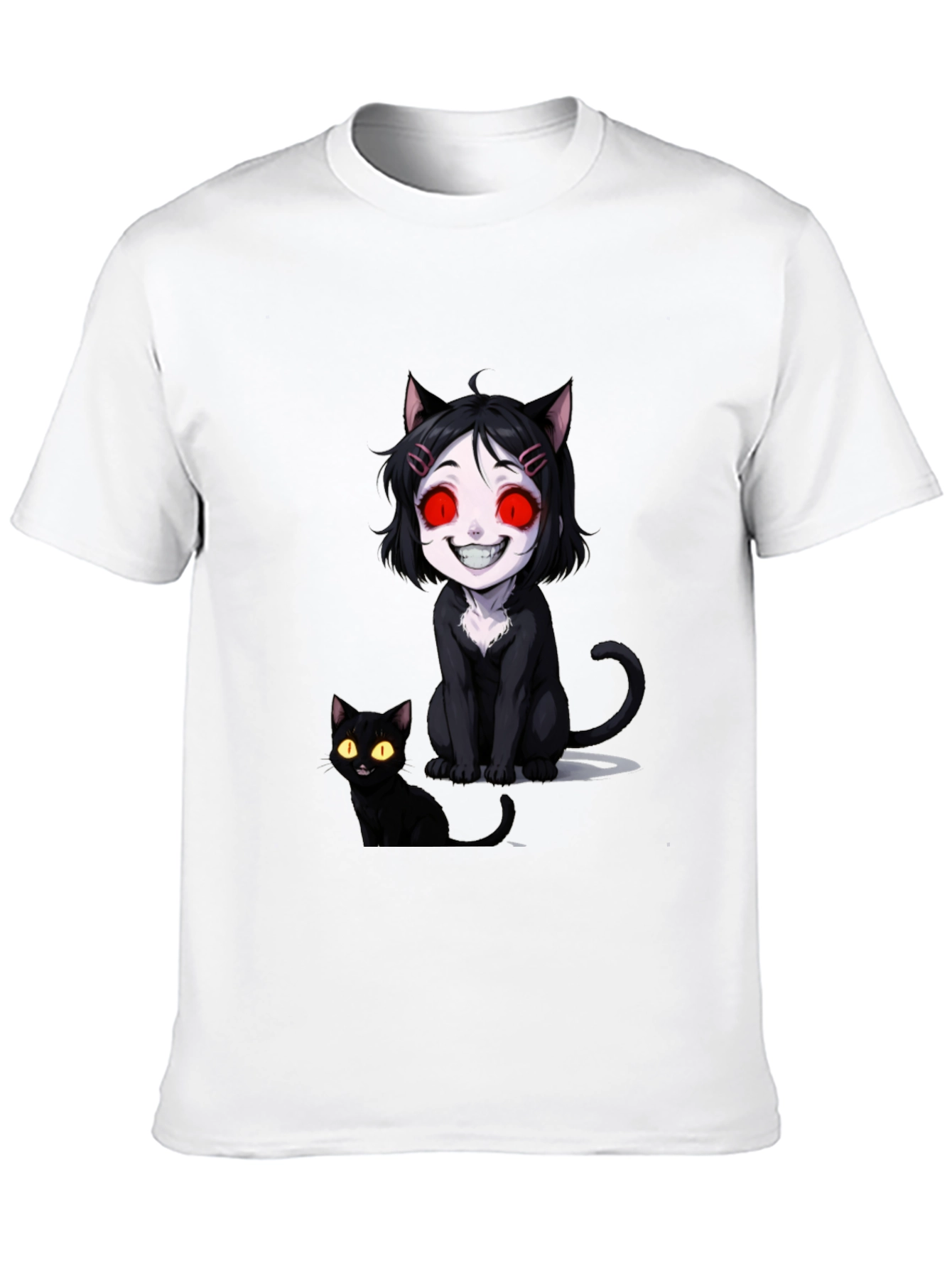Creepy Cute Cat T-Shirt - Black