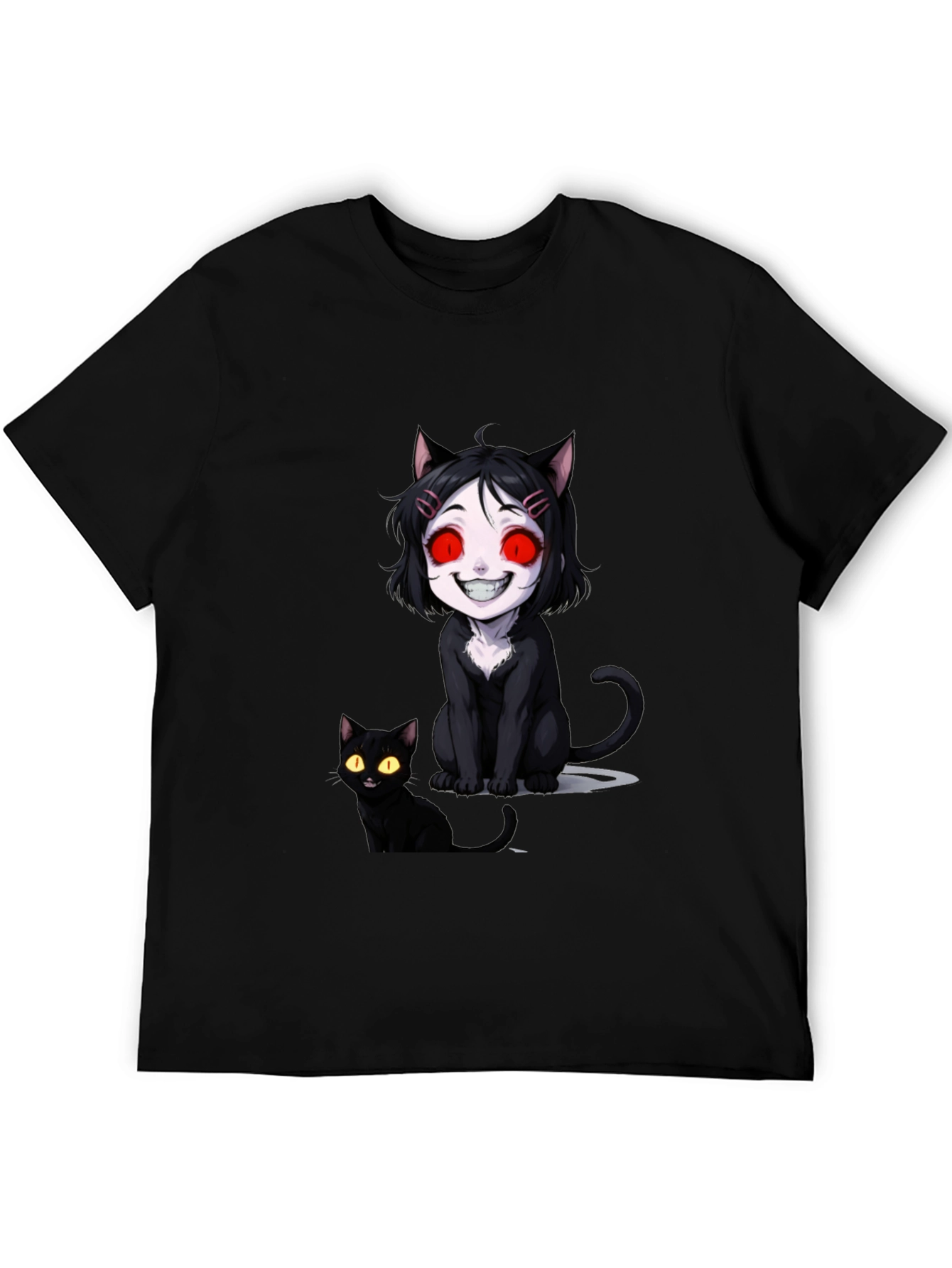 Creepy Cute Cat T-Shirt - Black