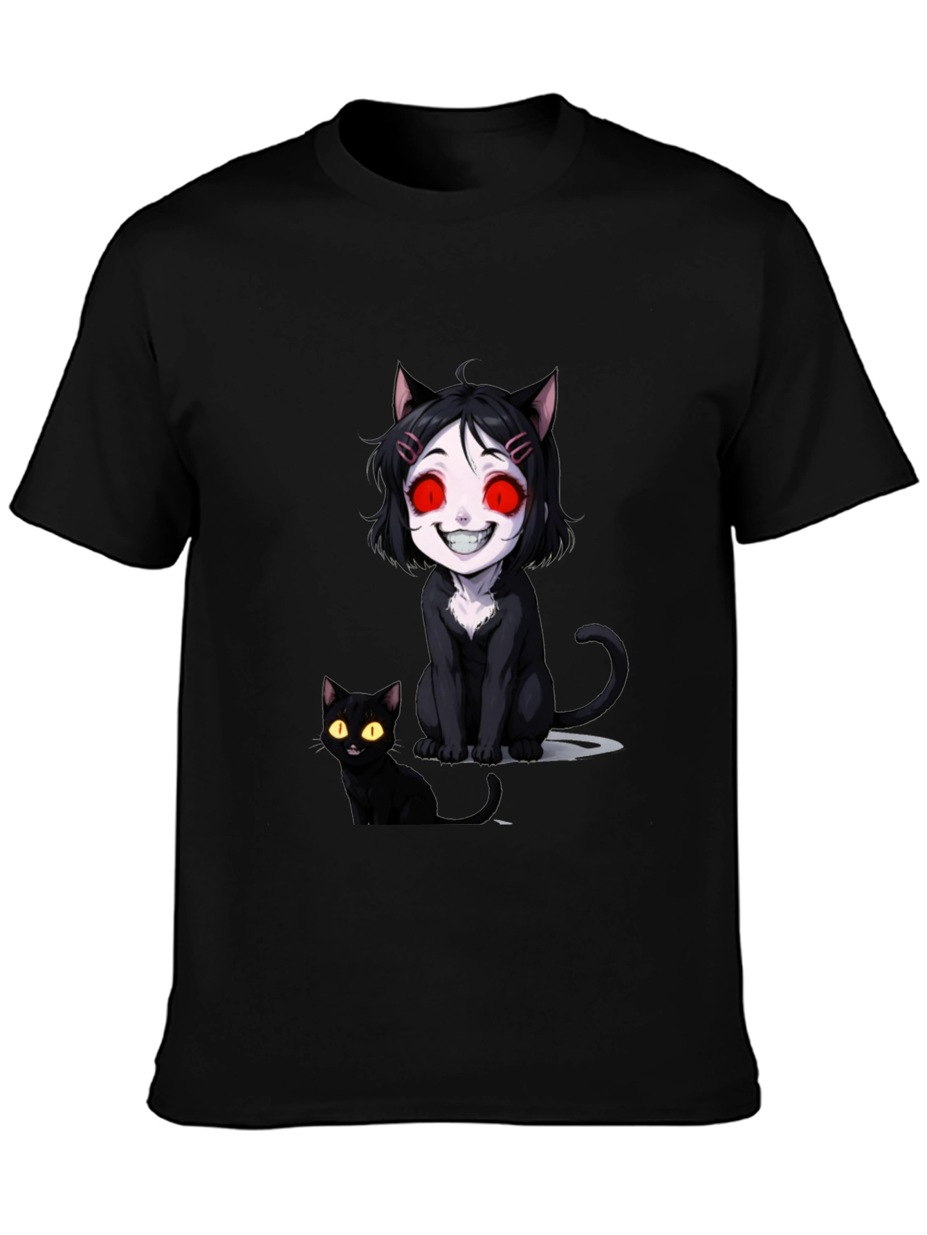 Creepy Cute Cat T-Shirt - Black