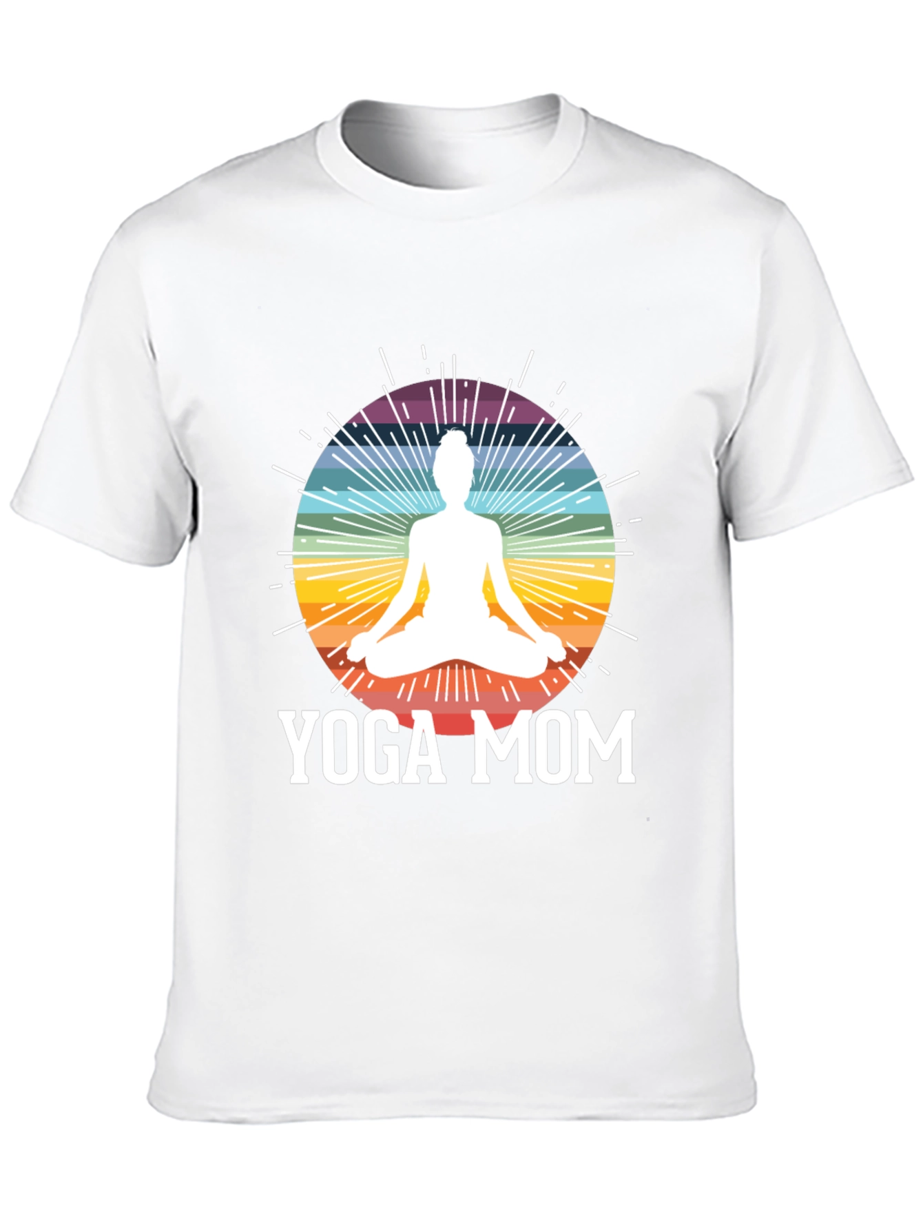 Yoga Mom Black T-Shirt - Meditation Rainbow Design