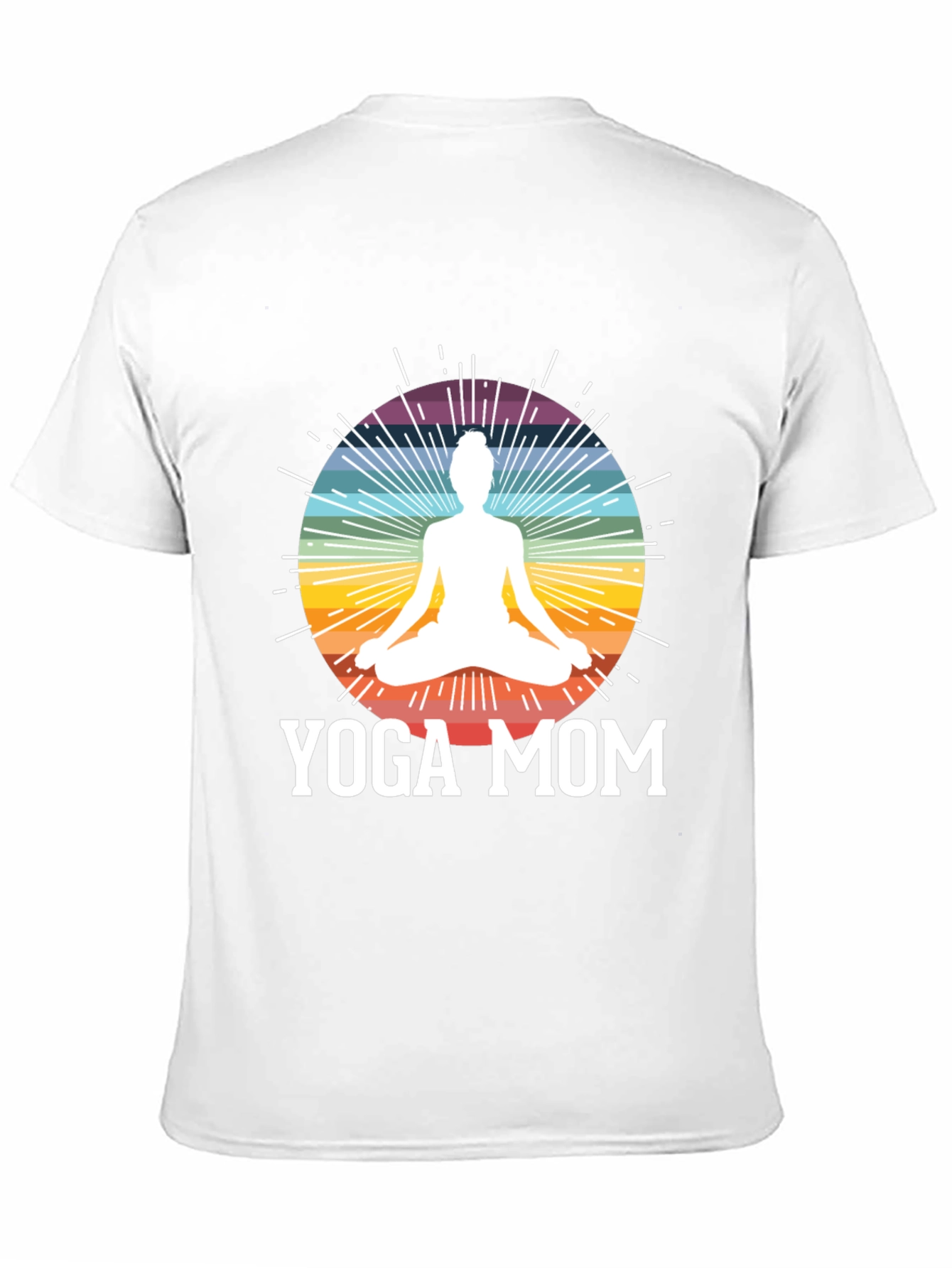 Yoga Mom Black T-Shirt - Meditation Rainbow Design