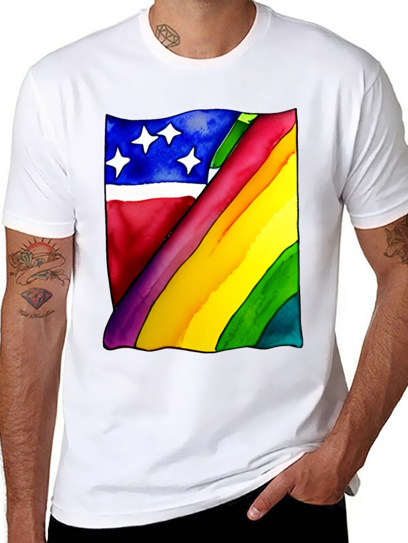 Rainbow Flag Graphic Tee - Unisex Black Shirt