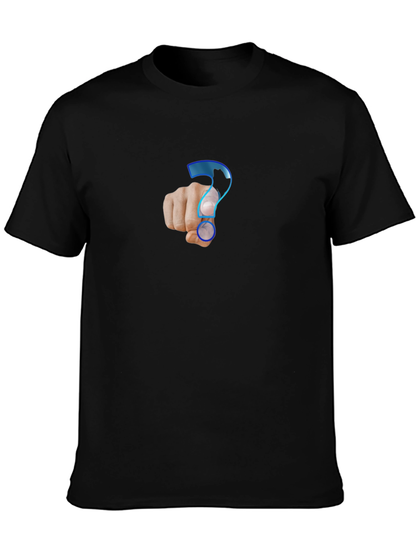 Mens Black T-Shirt - Question Mark Design