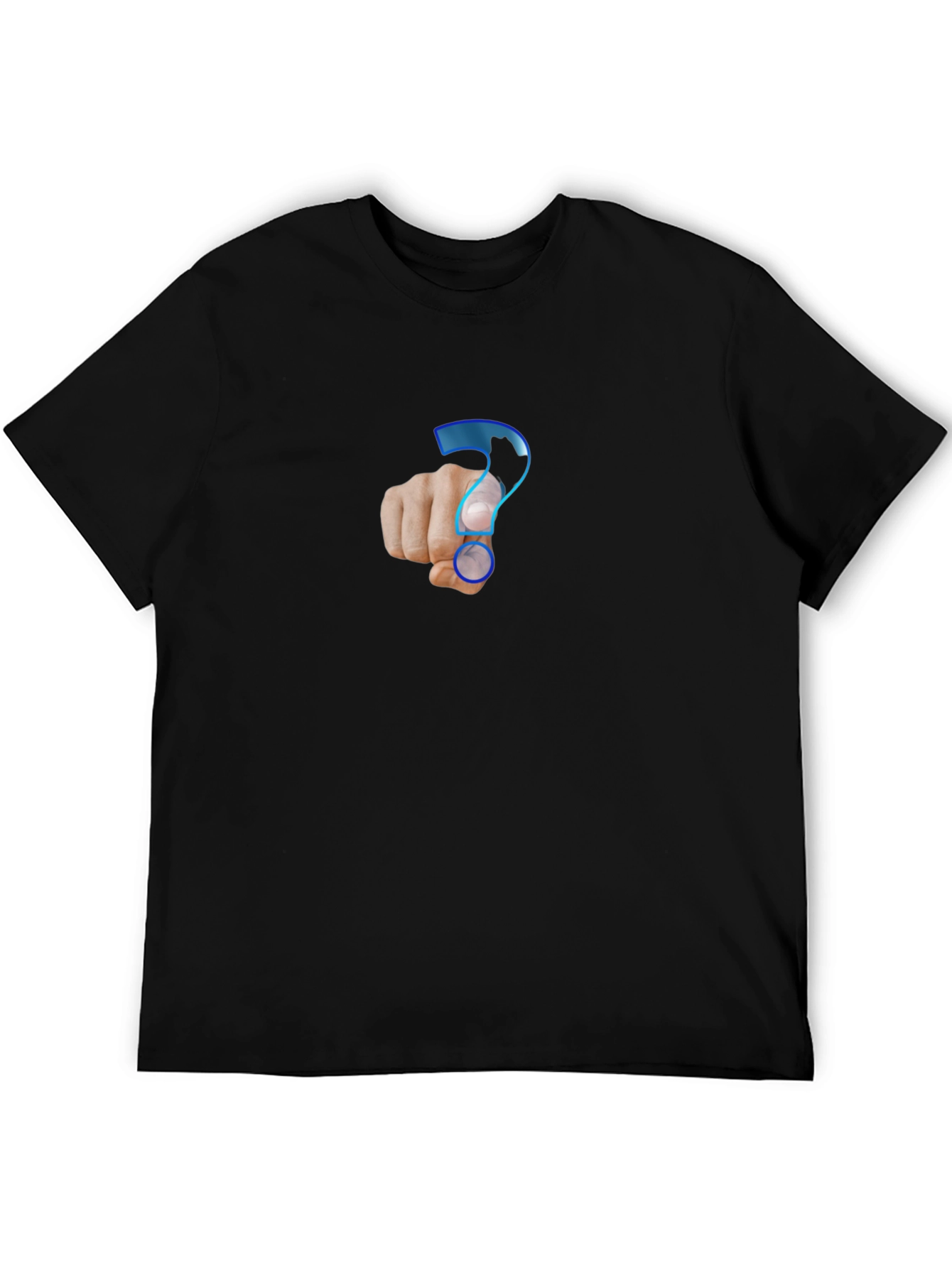Mens Black T-Shirt - Question Mark Design