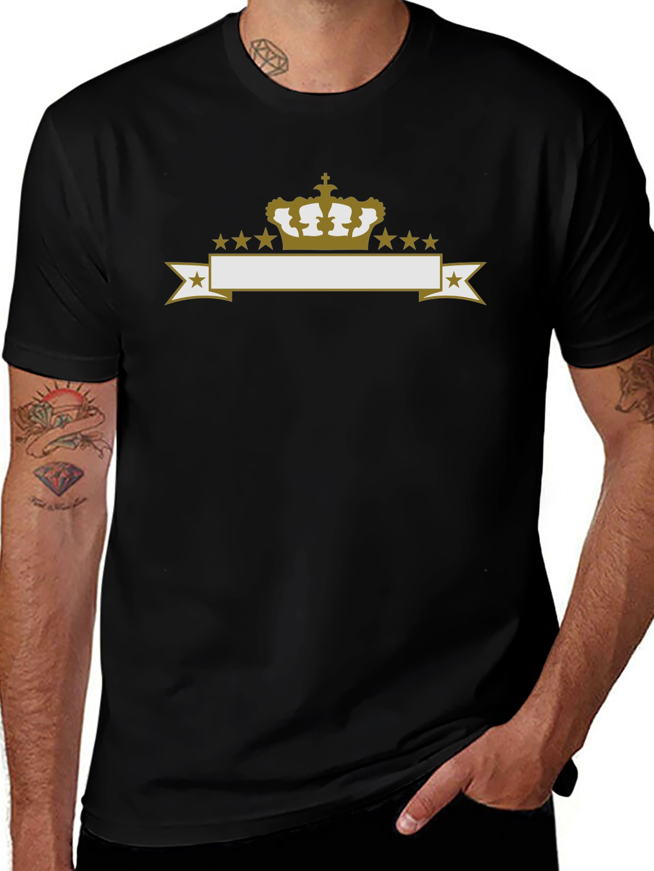 Crown & Stars Graphic Tee - Black
