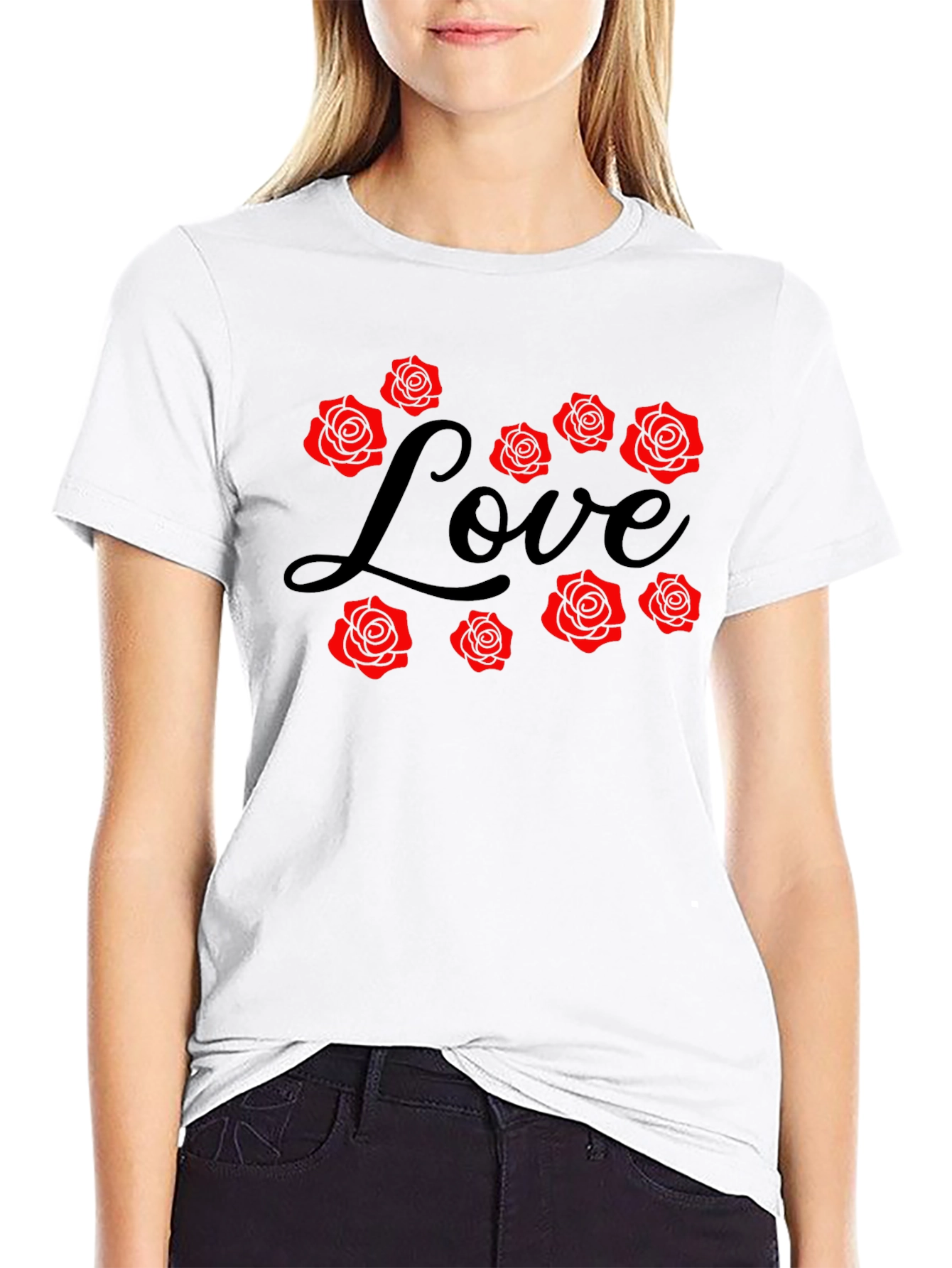 Love Rose Graphic Tee - Black Casual Shirt