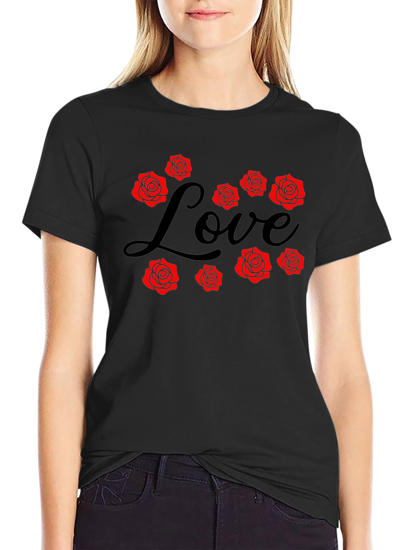 Love Rose Graphic Tee - Black Casual Shirt