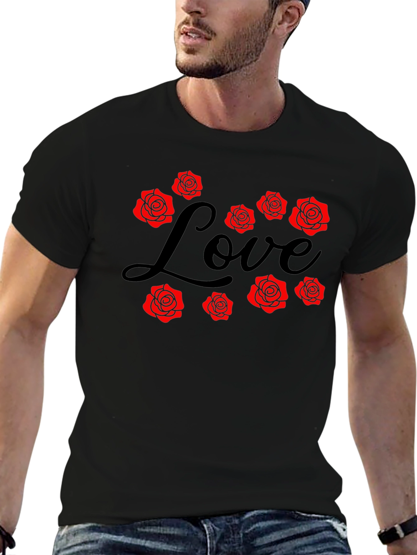 Love Rose Graphic Tee - Black Casual Shirt