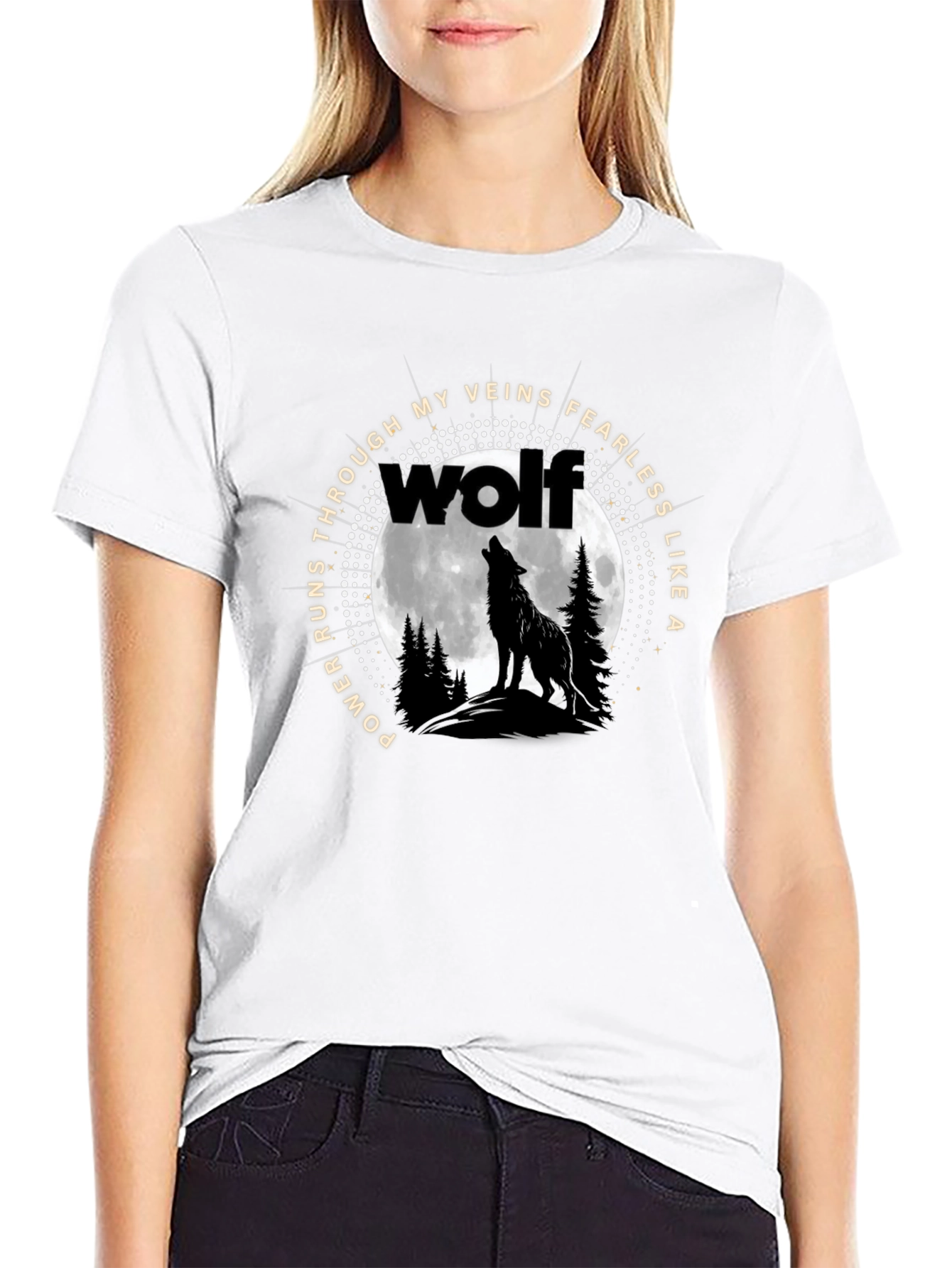 Wolf Howling at Moon Graphic Tee - Fearless Design