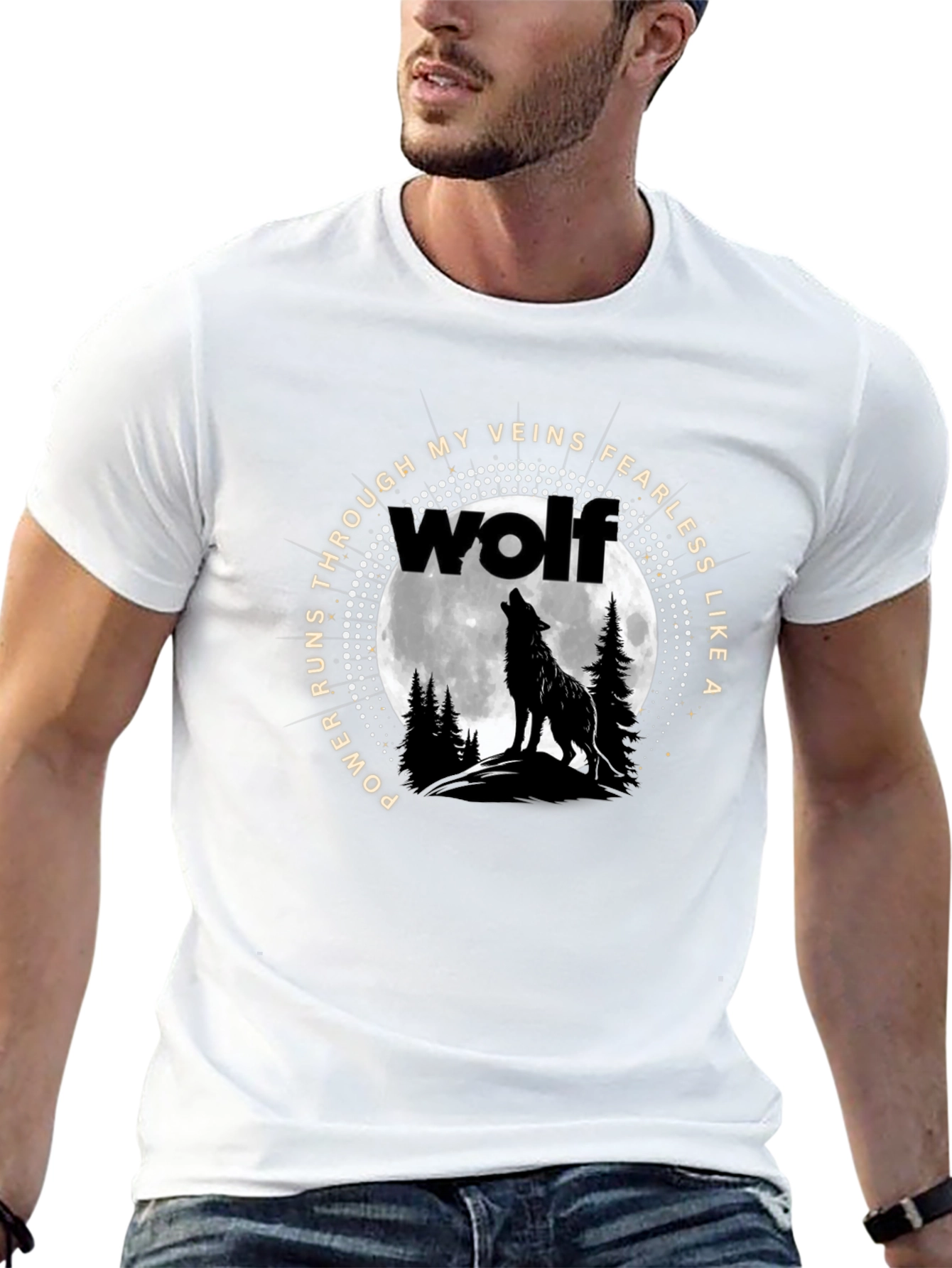 Wolf Howling at Moon Graphic Tee - Fearless Design