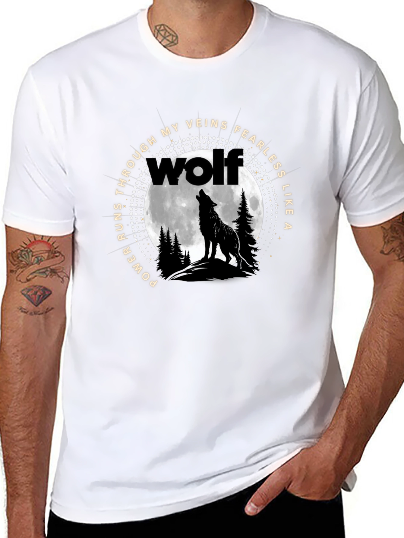 Wolf Howling at Moon Graphic Tee - Fearless Design