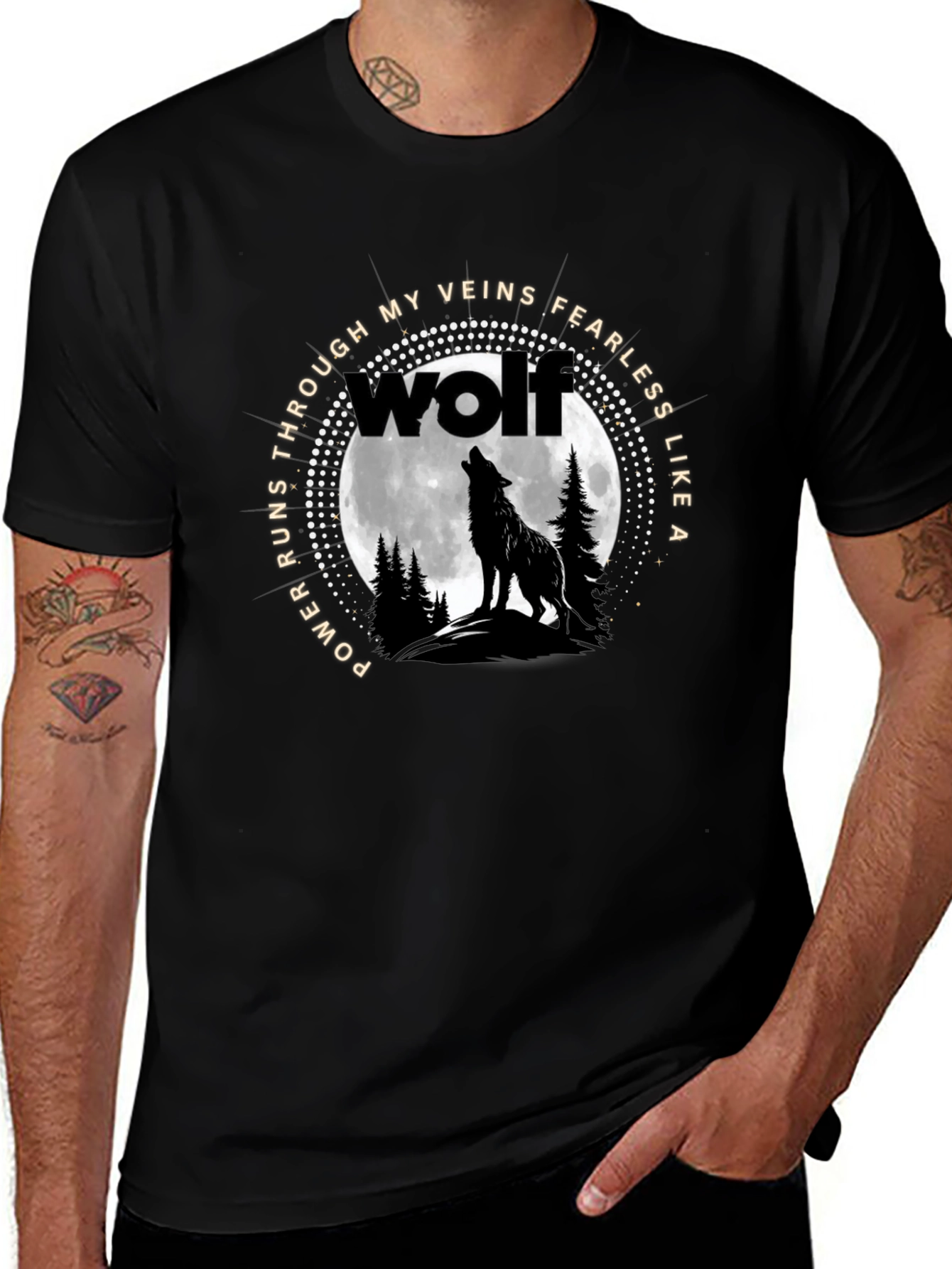 Wolf Howling at Moon Graphic Tee - Fearless Design