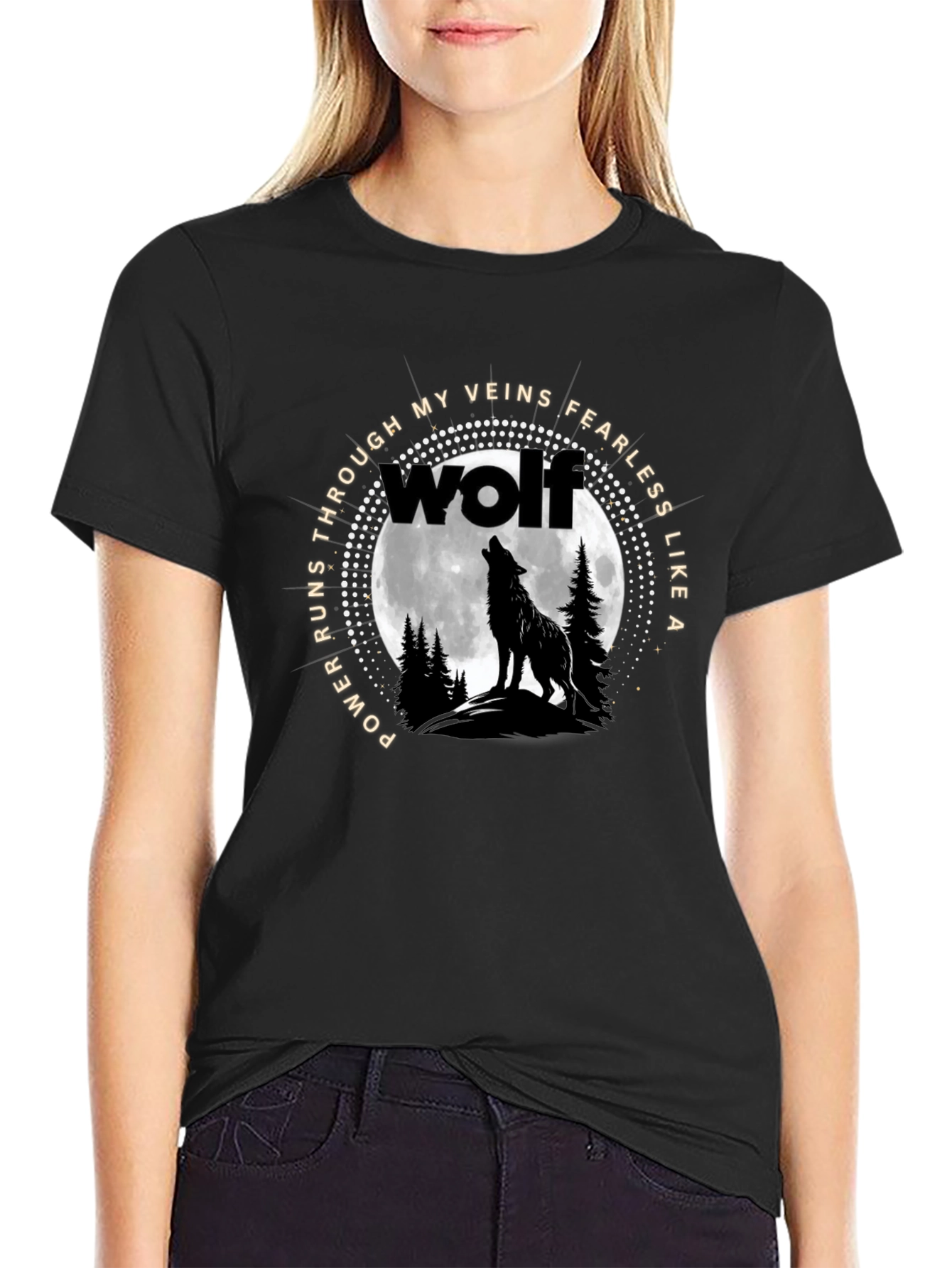 Wolf Howling at Moon Graphic Tee - Fearless Design