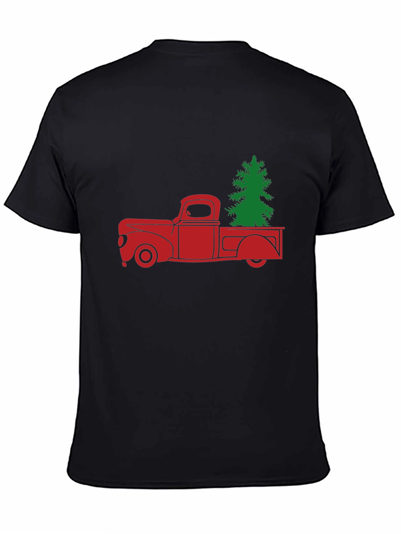 Red Truck Christmas Tree Graphic Tee - Black