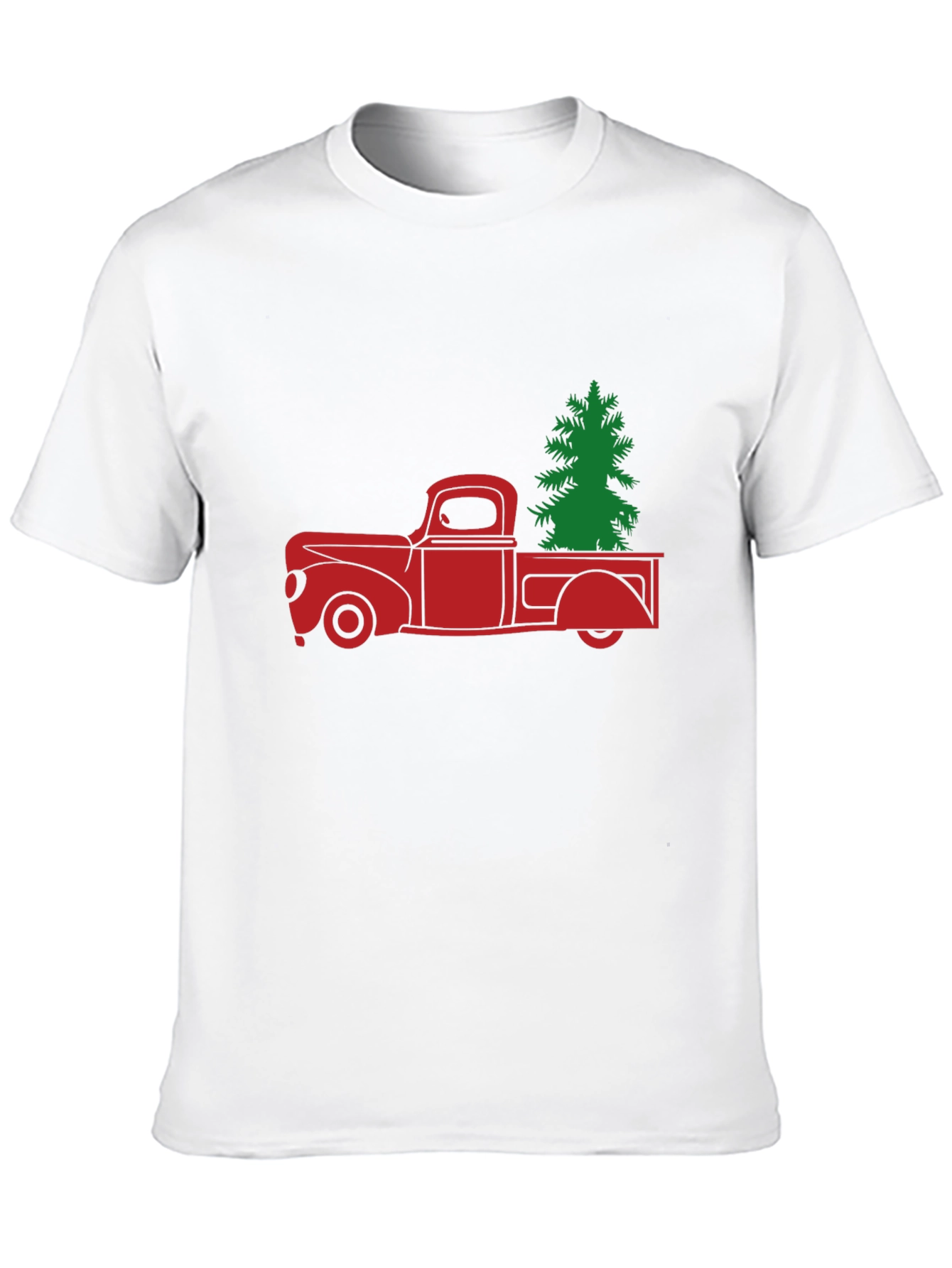 Red Truck Christmas Tree Graphic Tee - Black